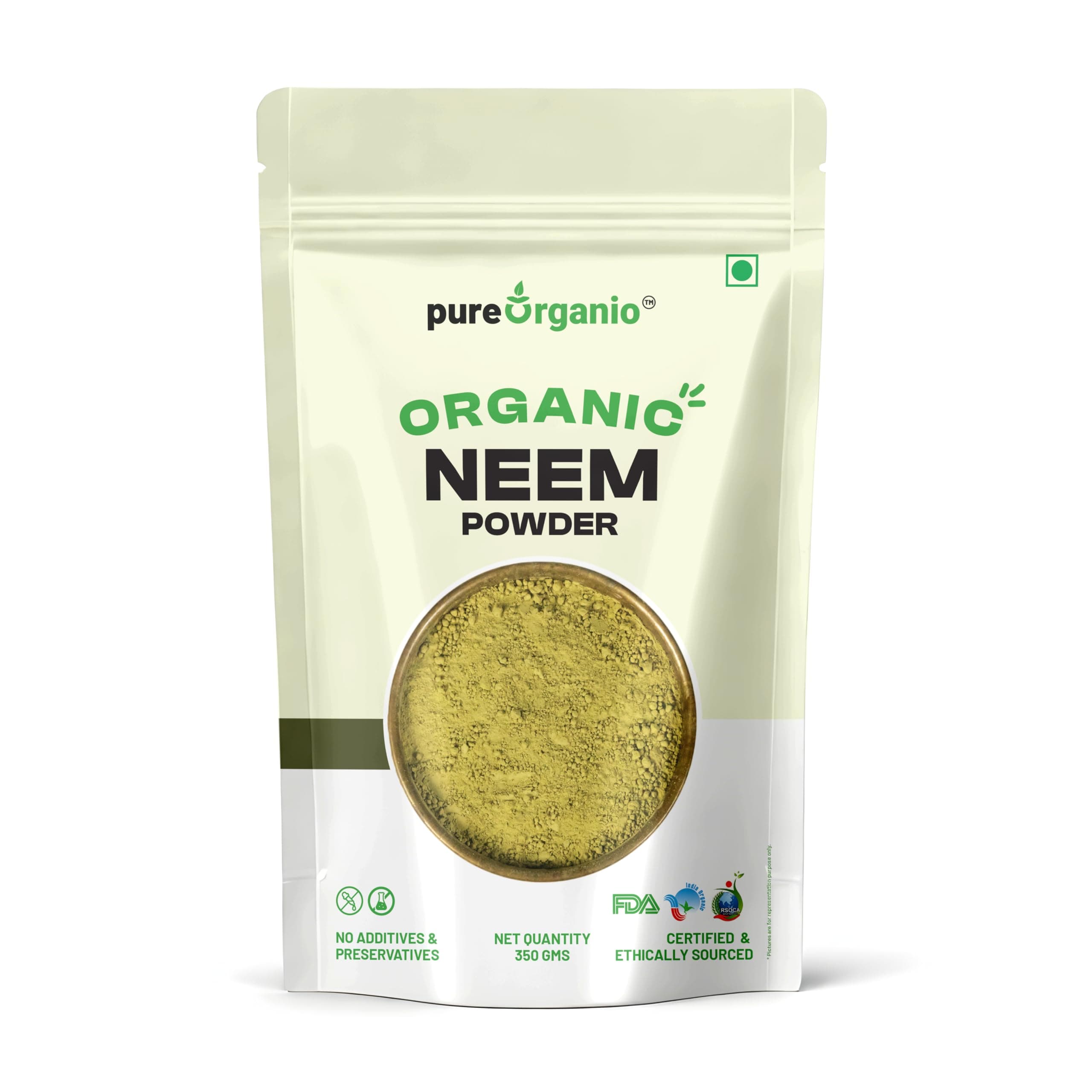 Pure Organio Organic Neem Powder | Azadirachta Indica | Vembu/Veppa Powder India Organic NPOP Certified