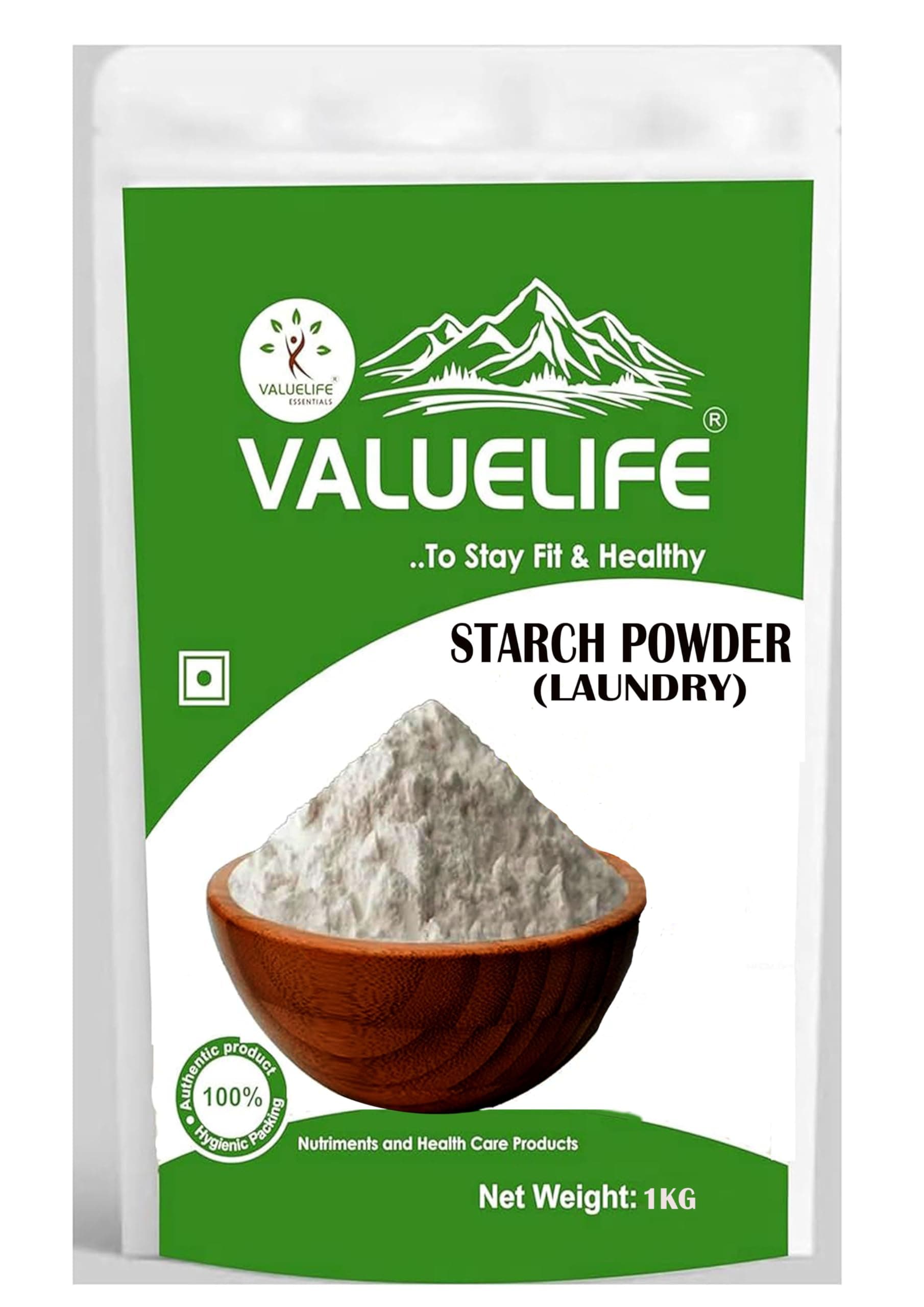 VALUE LIFE Laundry Starch Powder for Clothes | Fabric Stiffener for Crisp Finish | Easy Mix Ironing Starch for Cotton, Shirts & Sarees (White Finish) (1KG)