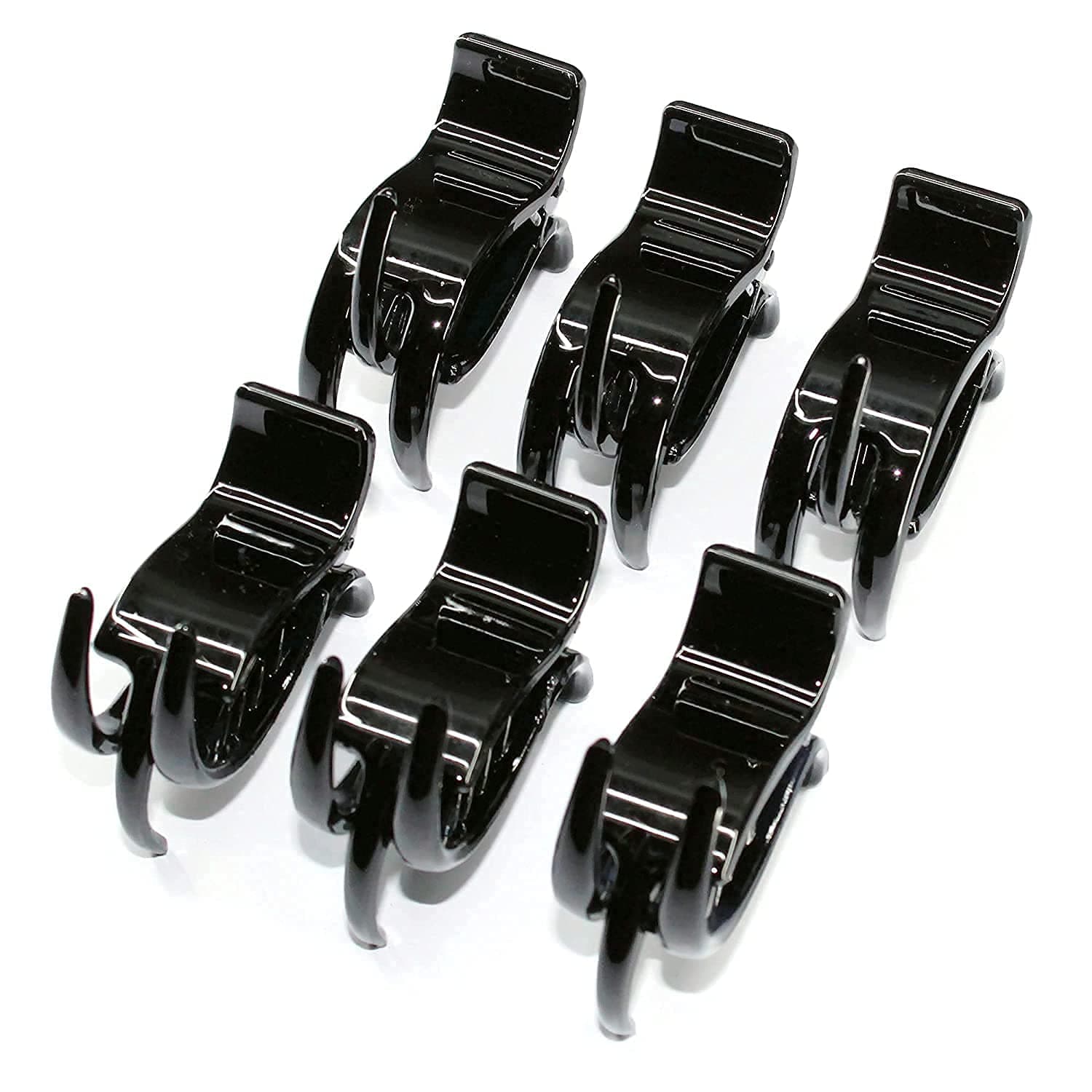 imioxo Black Hairclip for Women Medium Size Trendy Plastic Hair Clutch Hair Clip pack of 6