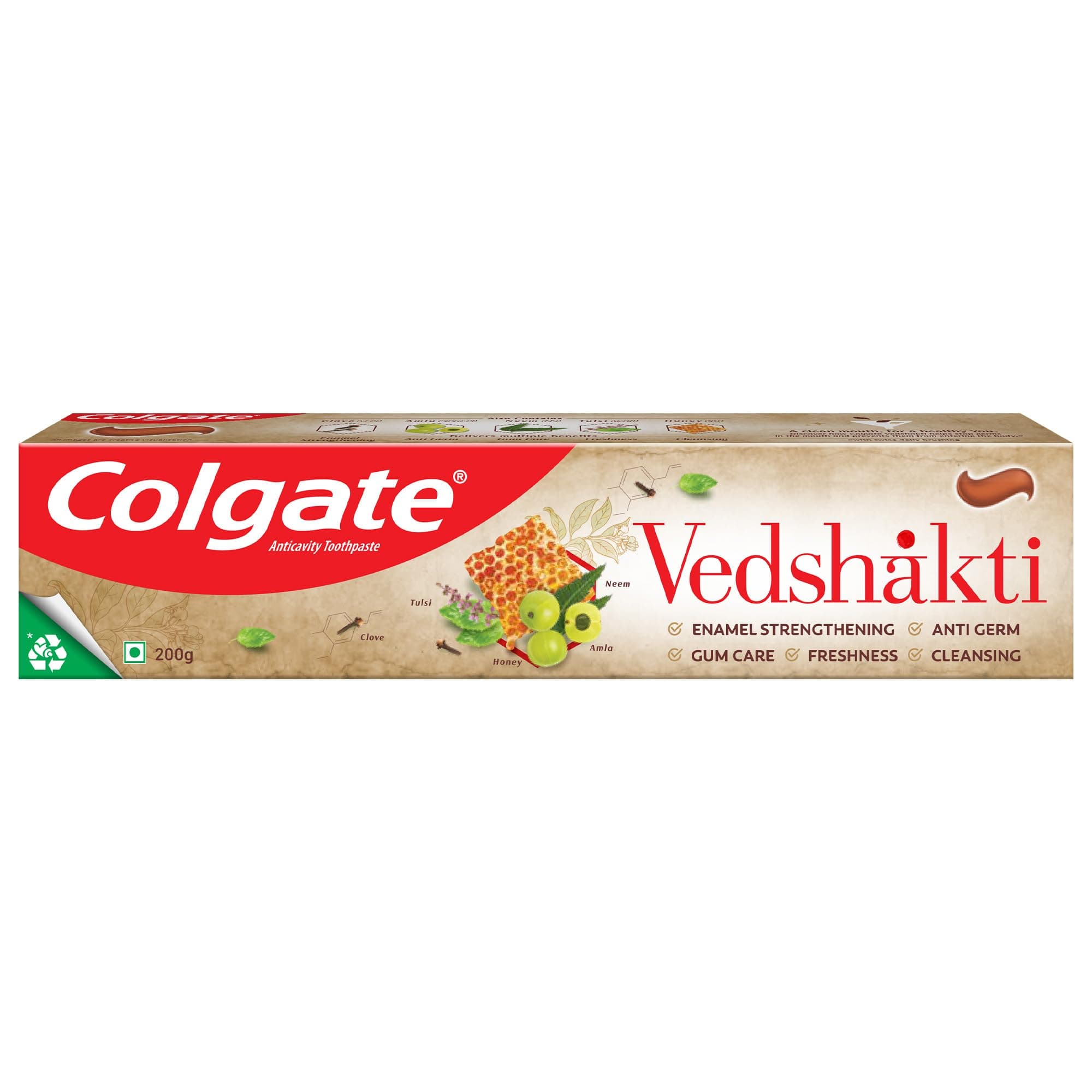Colgate Swarna Vedshakti Ayurvedic Oral Care Toothpaste with anti-germ properties for whole mouth protection - 200gm