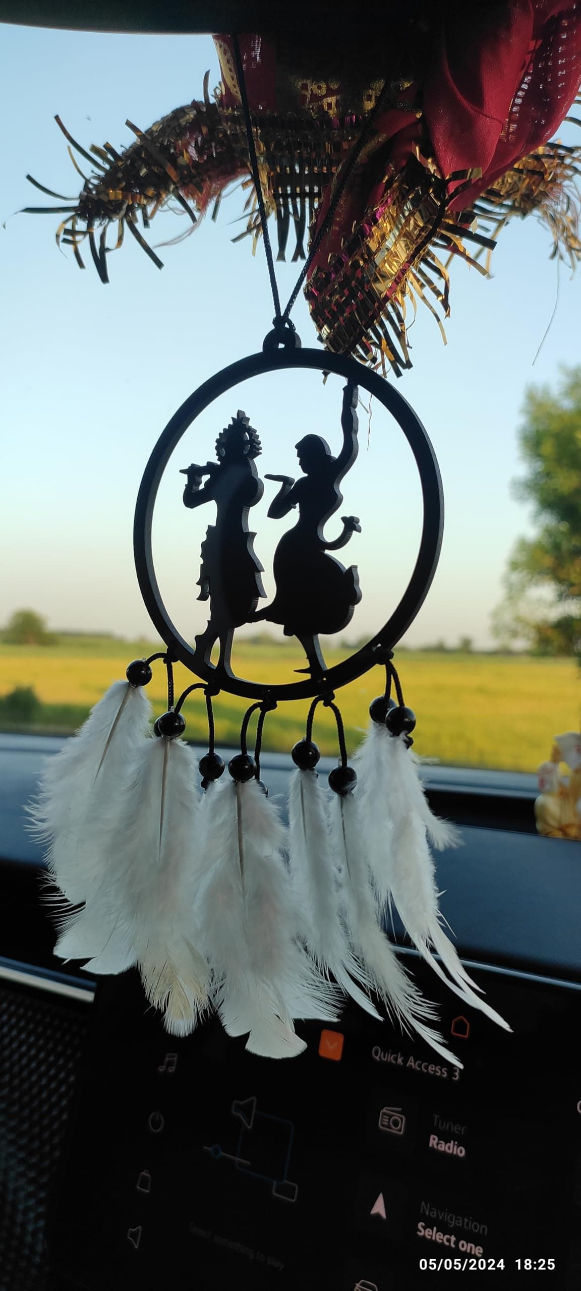 SKYLACE Car Hanging Accessories: Radha Krishna Spiritual Acrylic Decor for Car, Home and Office Desk Décor Accessories
