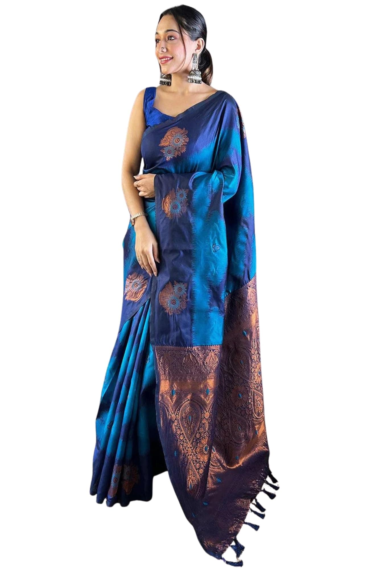 SGF11 Women's Kanjivaram Pure Soft Silk Saree With Unstitched Blouse Piece