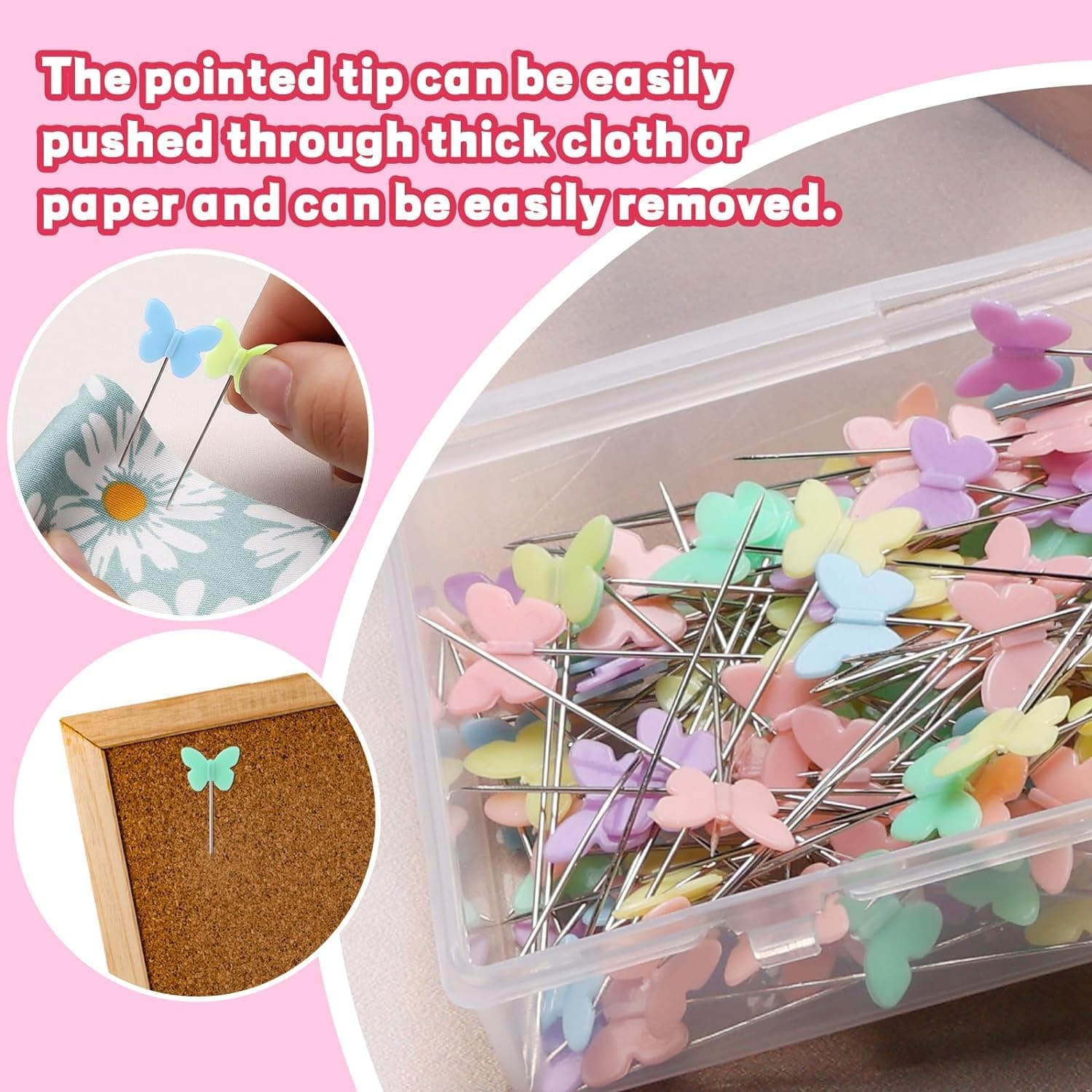 Gemsy Pins Set - Multi Head Dressmaking pins Sewing Essentials Stainless Steel Craft DIY Sewing Garment pins Rust-Resistant Sewing Accessories Straight Sewing Fabric pin
