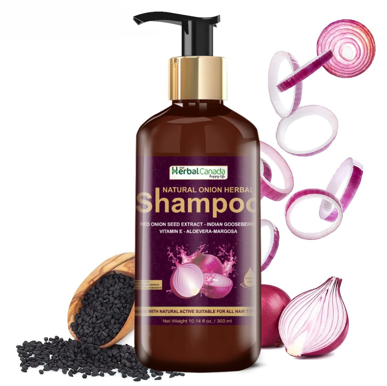 Harc Herbal Canada Onion Hair Shampoo for Women & Men | for Hair Growth and Hair Fall Control- 300ml (Pack of 1)