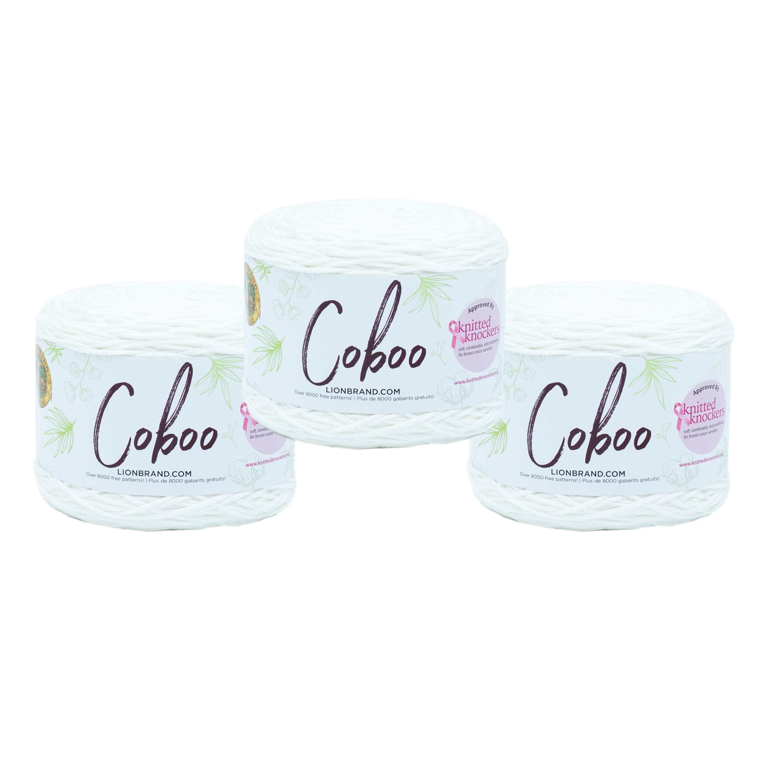 (3 Pack) Lion Brand Yarn 835-100A Coboo Yarn, White