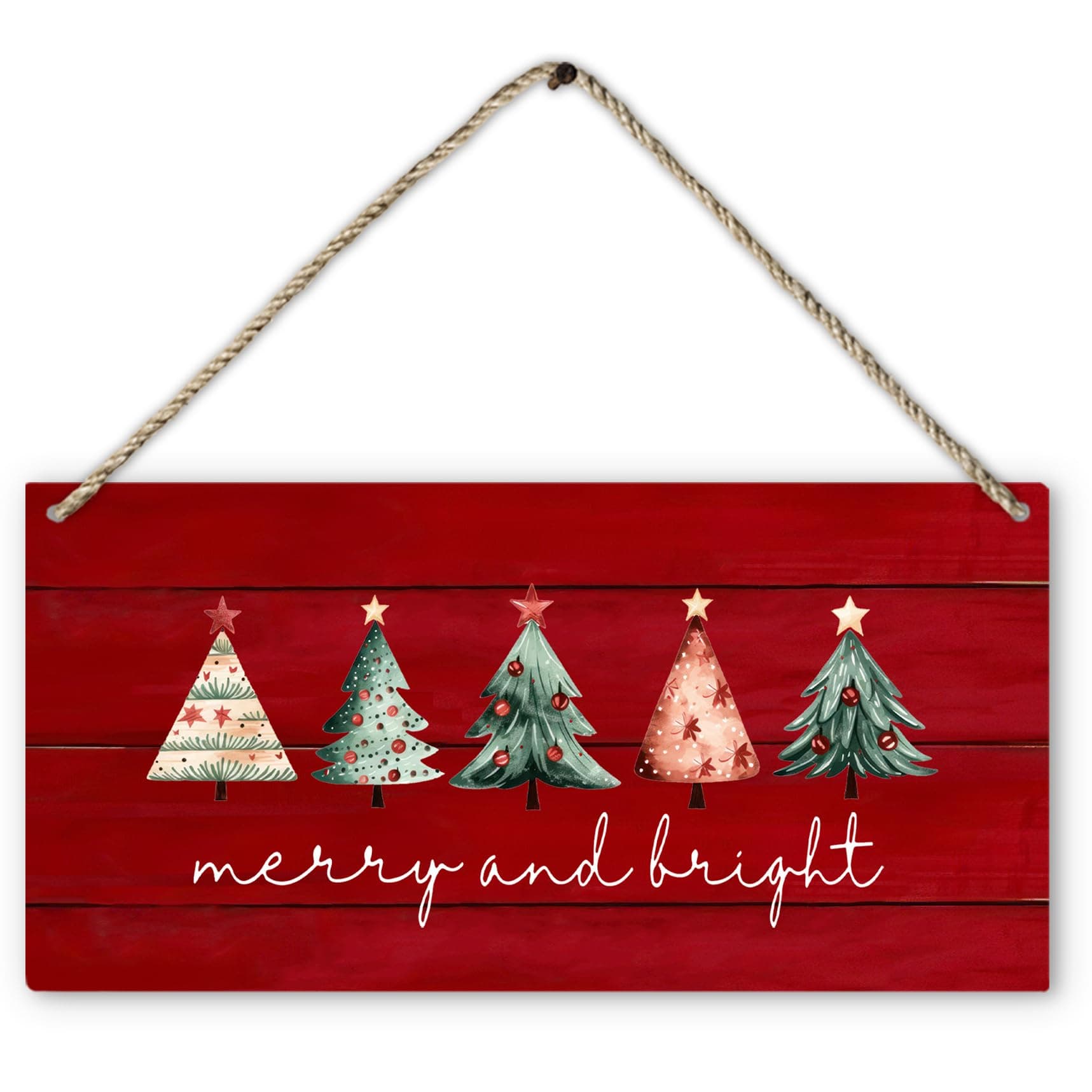 PHAMTE Merry Christmas Plaque, Farmhouse Christmas Decor Hanging Sign For Door & Wall, 12 x 6 Inches