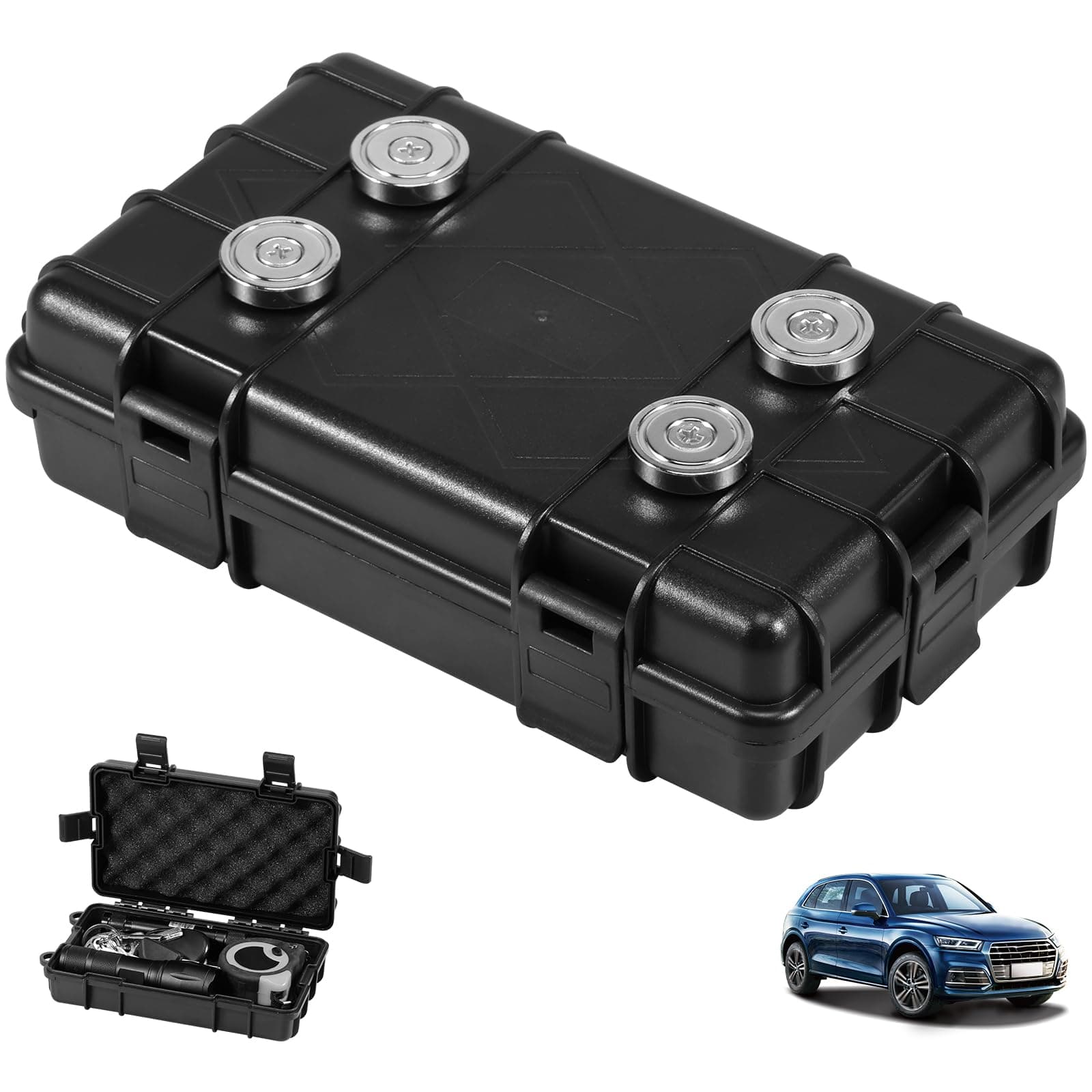 Abizarch Magnetic Key box Under Car, Hide A Key Magnetic Car Key Holder Key Hider, Waterproof Hidden Key Holder Car Key Case for Outdoor Travel, Magnetic Key Box for Under Car Vehicles