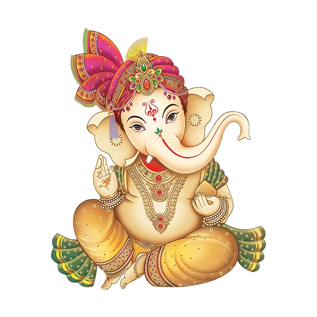 GADGETS WRAP Print Ganesha On White Glossy Vinyl with Strong Gumming and Stick Wall Vinyl Sticker on Room, Car, Door, Temple, Glass, AG20-DRP-227 (Multicolor), Pack of 1