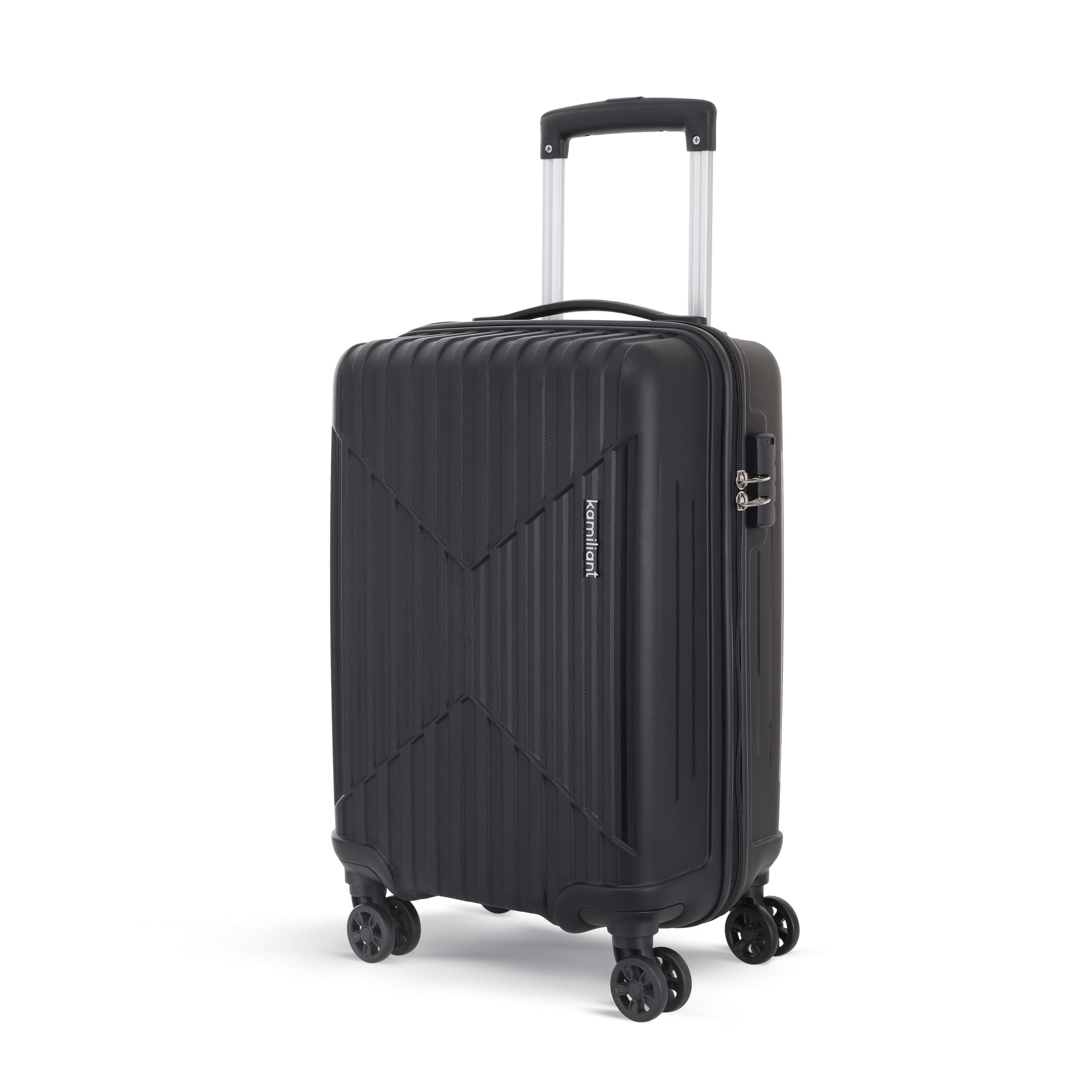 KAMILIANT by American Tourister Savvy | Cabin Trolley Bag Small Size (55 cms) for Travel| Hard Case Polypropylene (PP) Suitcase | 360° 8-Wheel Luggage Trolley | Combination Lock | Black