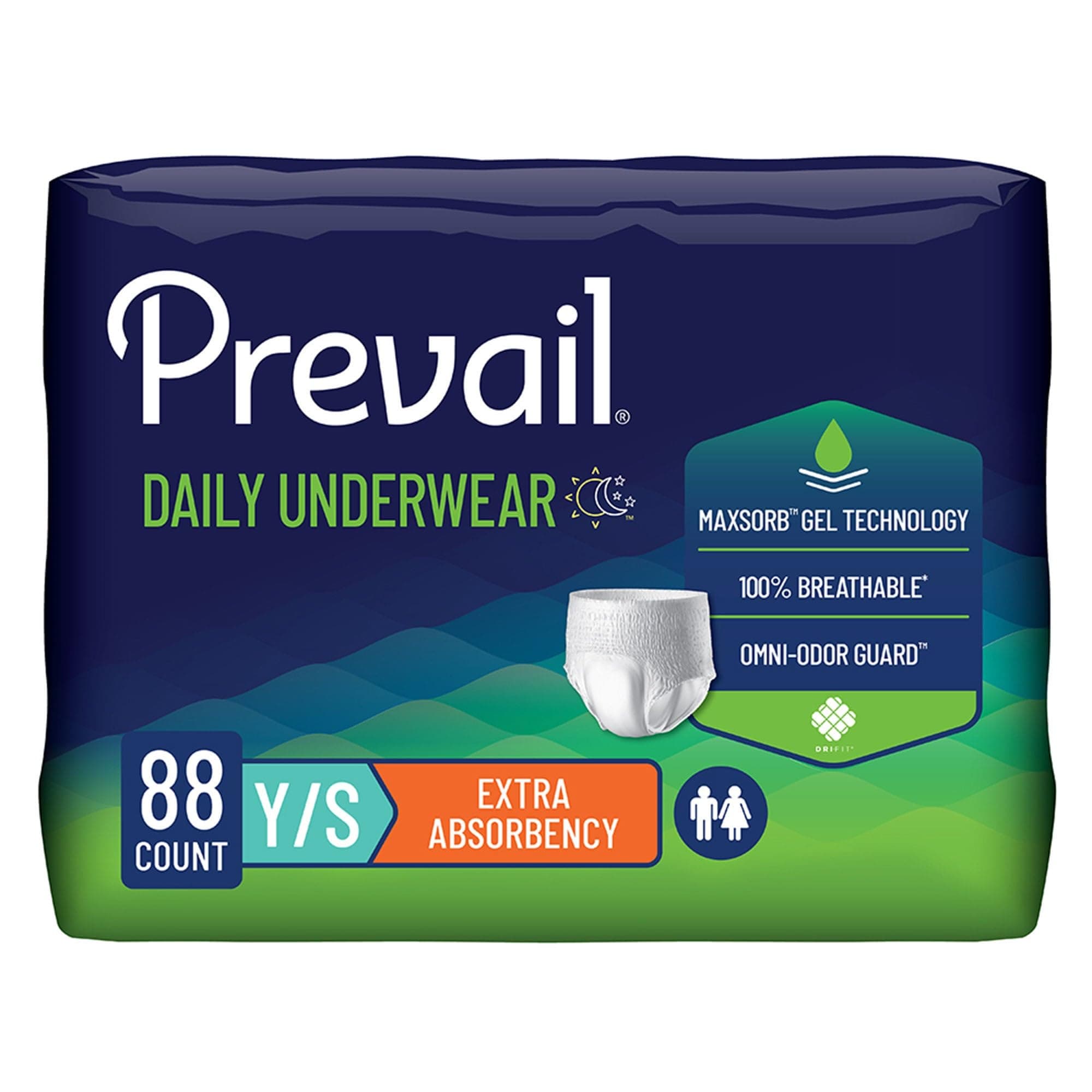 Youth/Small Adult , 88 : Prevail Extra Absorbency Incontinence Underwear, Youth/Small Adult, 22-Count (Pack of 4)
