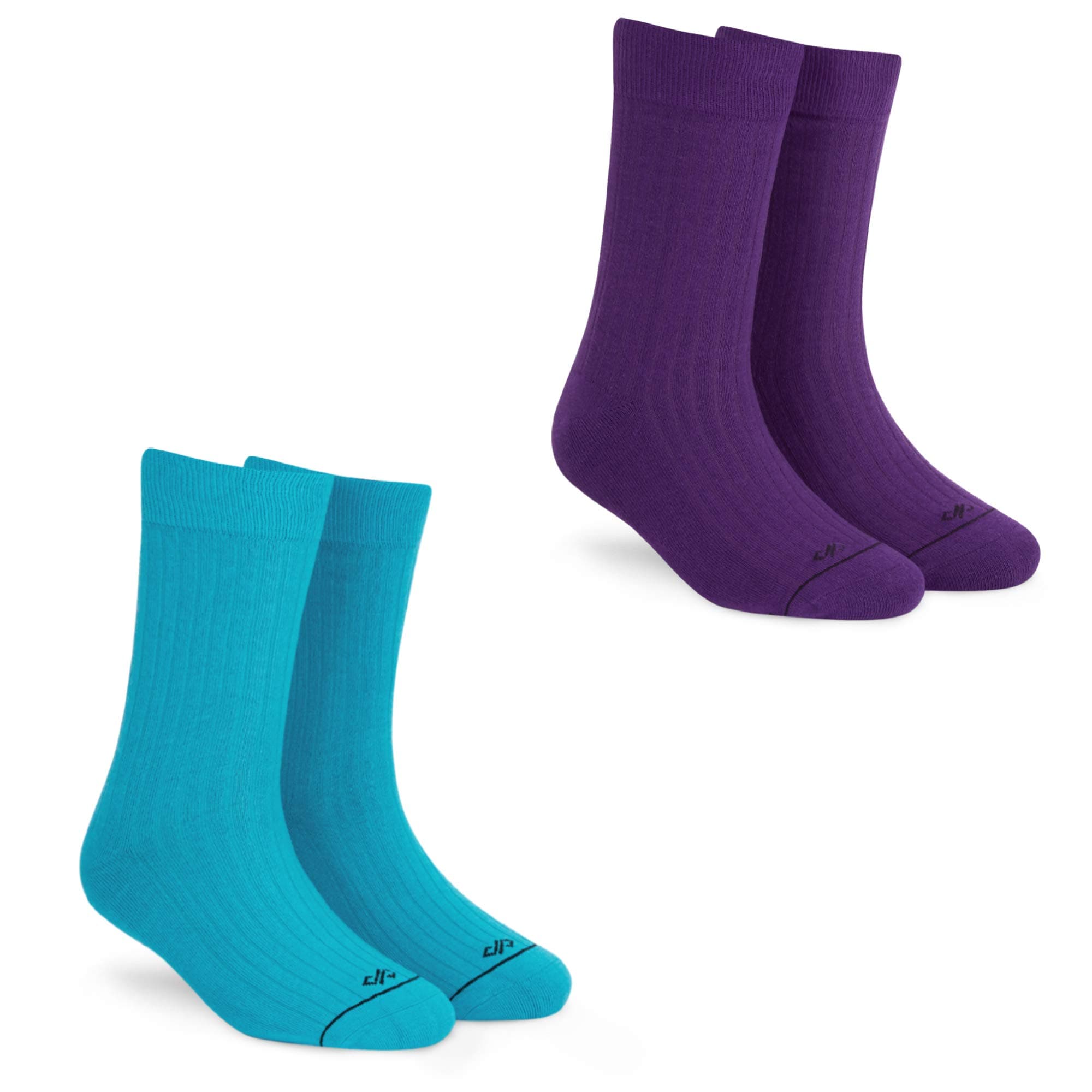 DYNAMOCKS SOLID Colour Socks for MEN and WOMEN - (Combo Pack of 2 | Crew Length | Material: Combed Cotton | Colour: Aqua, Purple | Size: Free (UK 7-12))