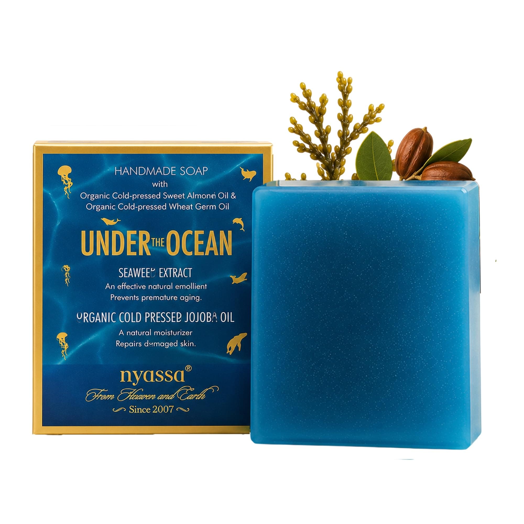 Nyassa Under the Ocean Natural Bathing Handmade Soap | Seaweed Extract & Cold Pressed Jojoba Oil | All Skin Type 150gm