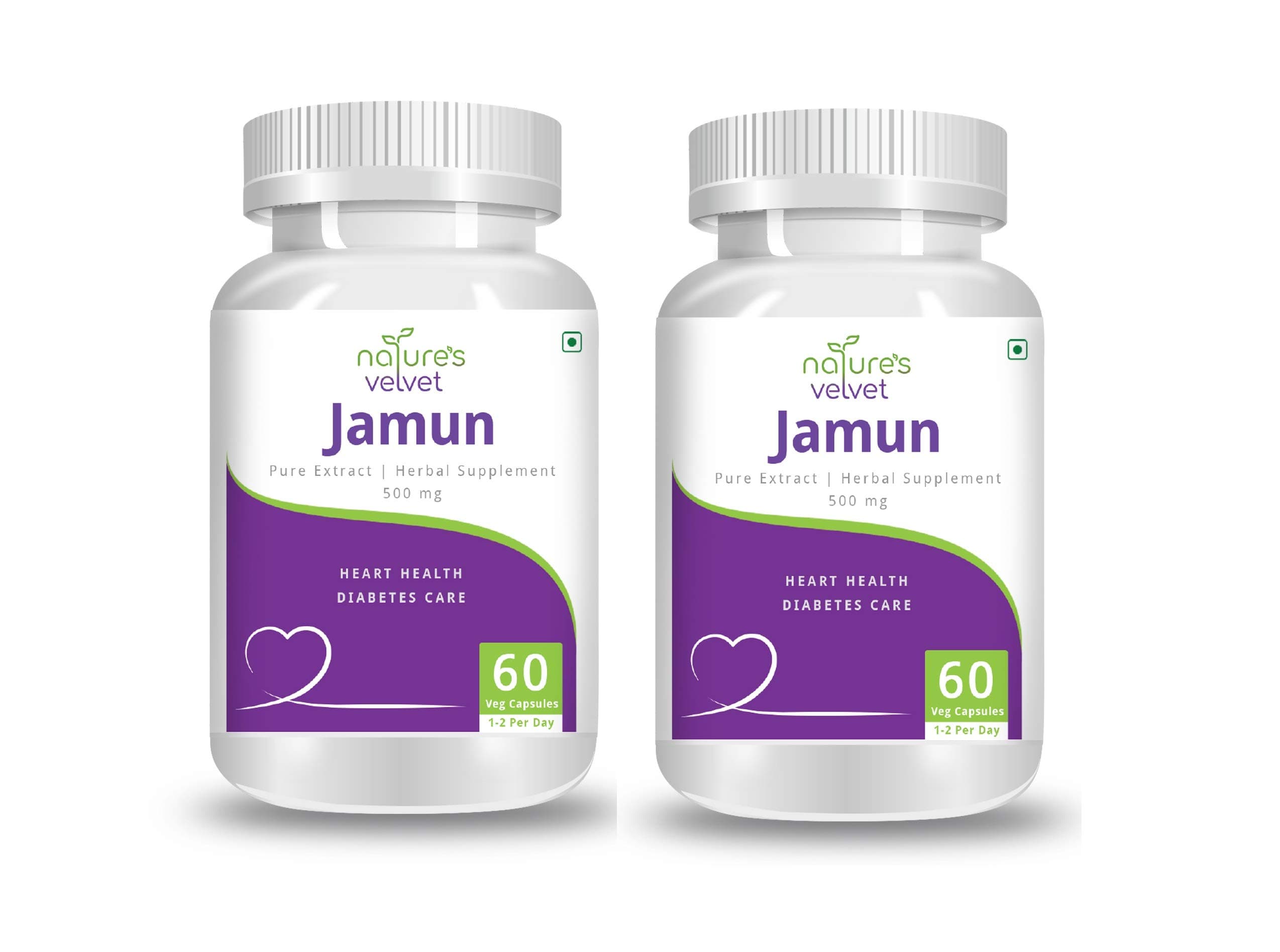 Natures Velvet Lifecare Jamun Pure Extract 500 mg, 60 Veggie Capsules - Pack of 2