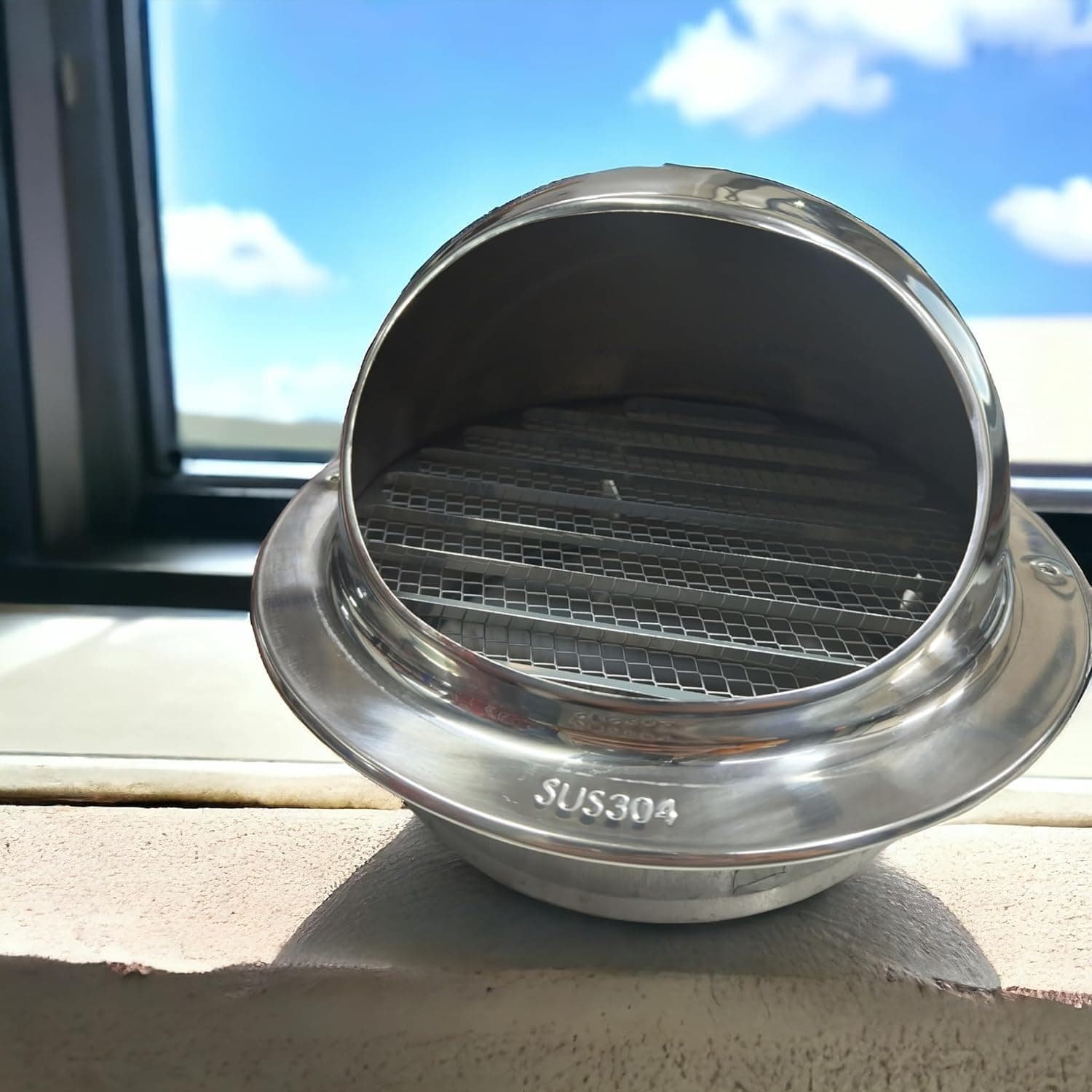 KIRMANI All In One Steel Cowl Cover, Size- 6 inches use for Chimney and 150 mm Exhaust Fan (Silver)