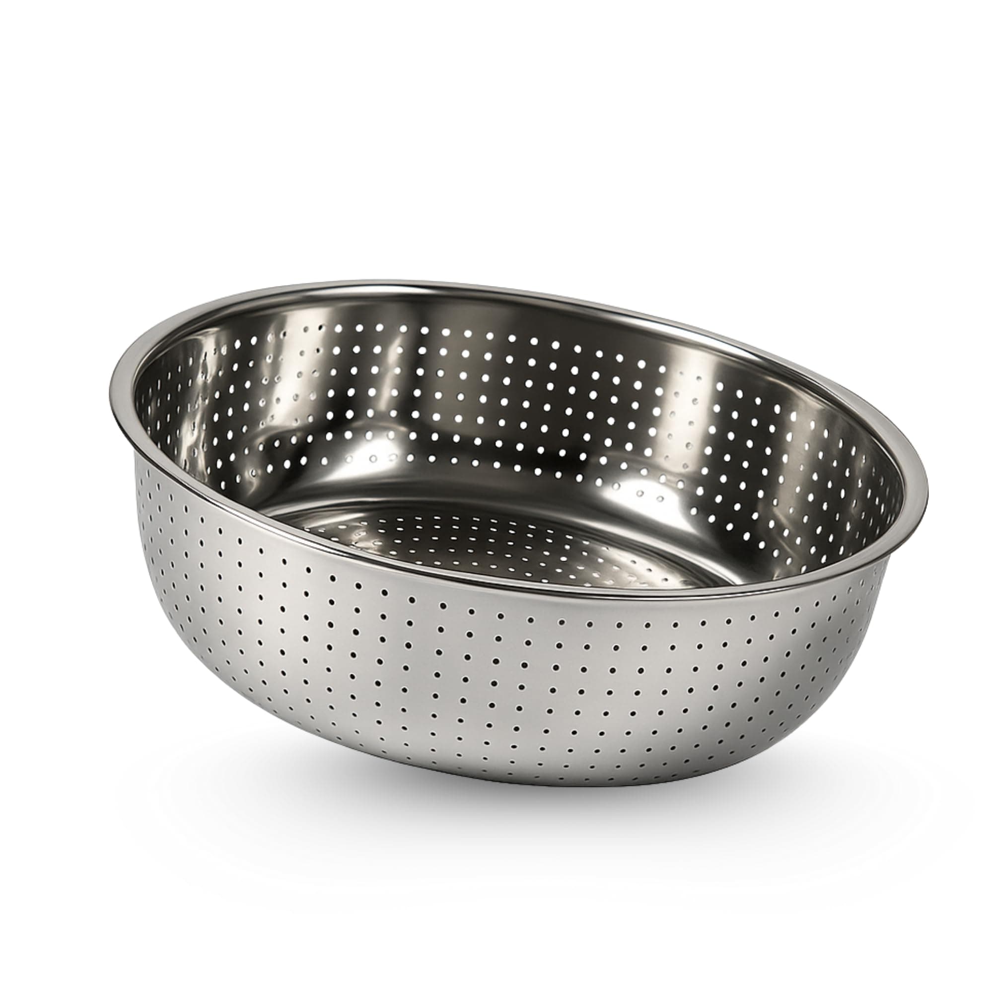 Prabha Colander Stainless Steel Strainer Sieves 30cm | Kitchen Strainer with Handle-Essential Kitchen | Colanders Bowl, Basket | Colander for Rice Straining Washing Fruits, Vegetables, Silver