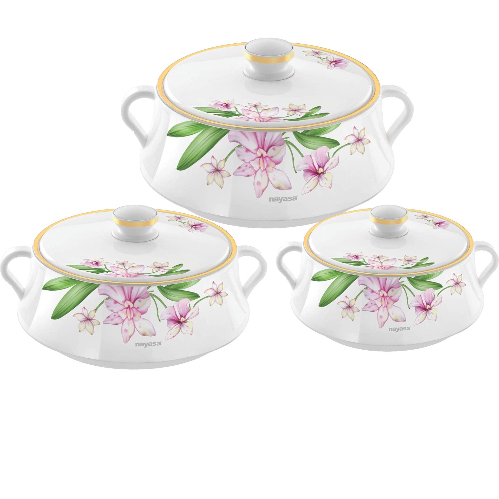 Nayasa Plastic Casserole - 1000ml, 1500ml, 2000ml, Set of 3, Pink