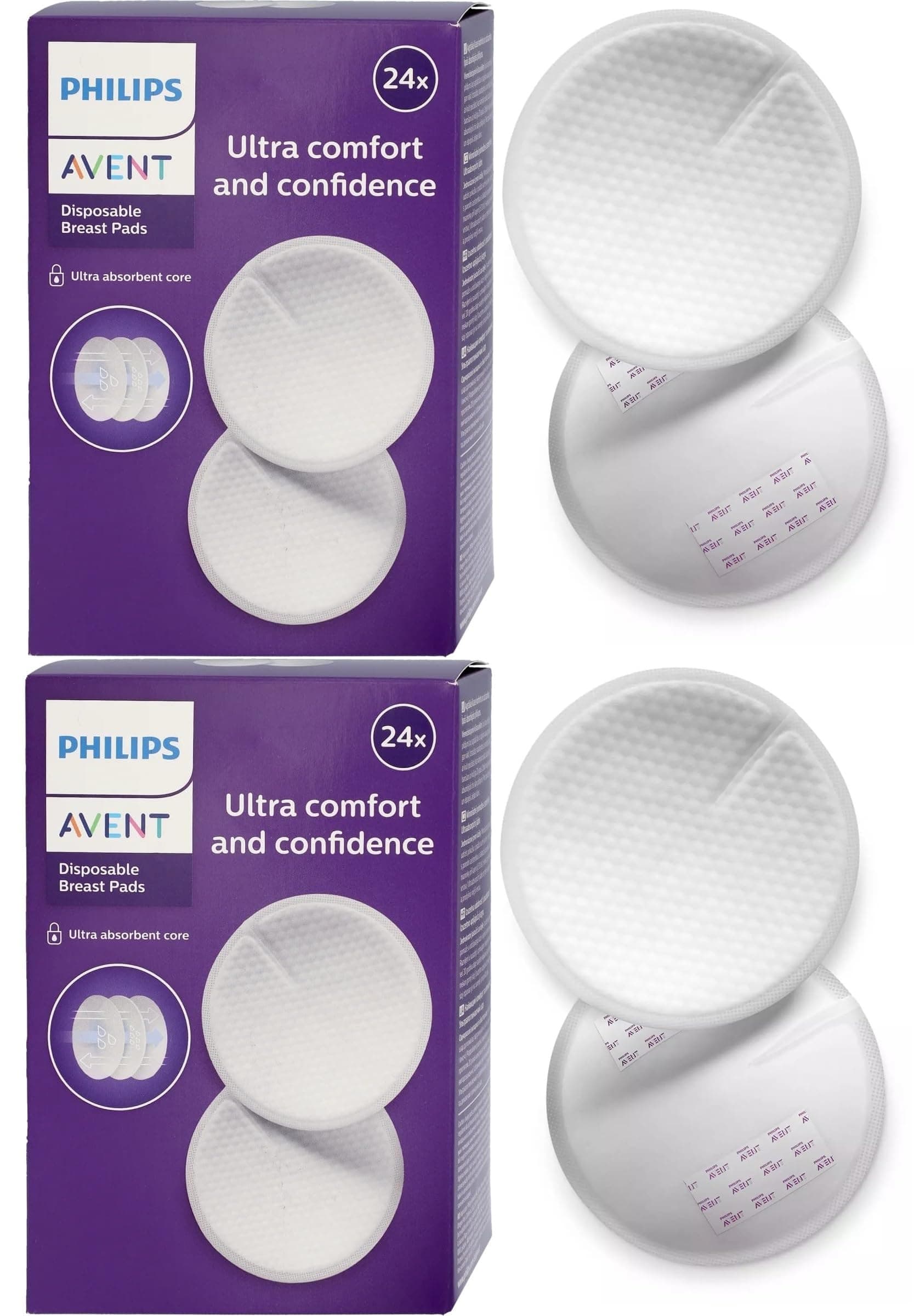 Philips Avent Ultra Absorbent Nursing Breast Pads by Fratelli |Disposable Maternity Pads| Highly Absorbent & Soft| Discreet Fit Breastfeeding pad | Pack of 48.