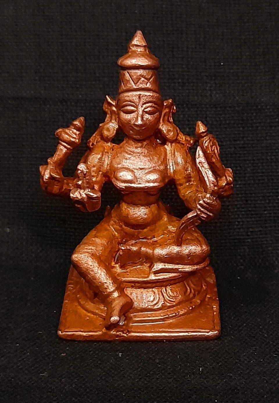SEARCHERS PARADISE Copper Idols 1.6 inches, Copper Handmade Raja Rajeshwari 50Grams, Patina Antique Finish, Pack of 1 Piece