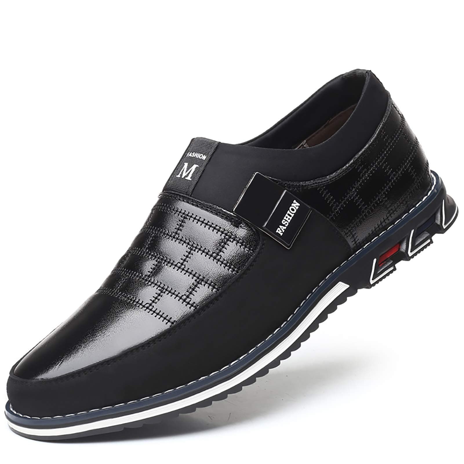 COSIDRAM Mens Casual Shoes Dress Sneakers Loafers Comfort Walking Shoes, Slip on/Black, 8.5
