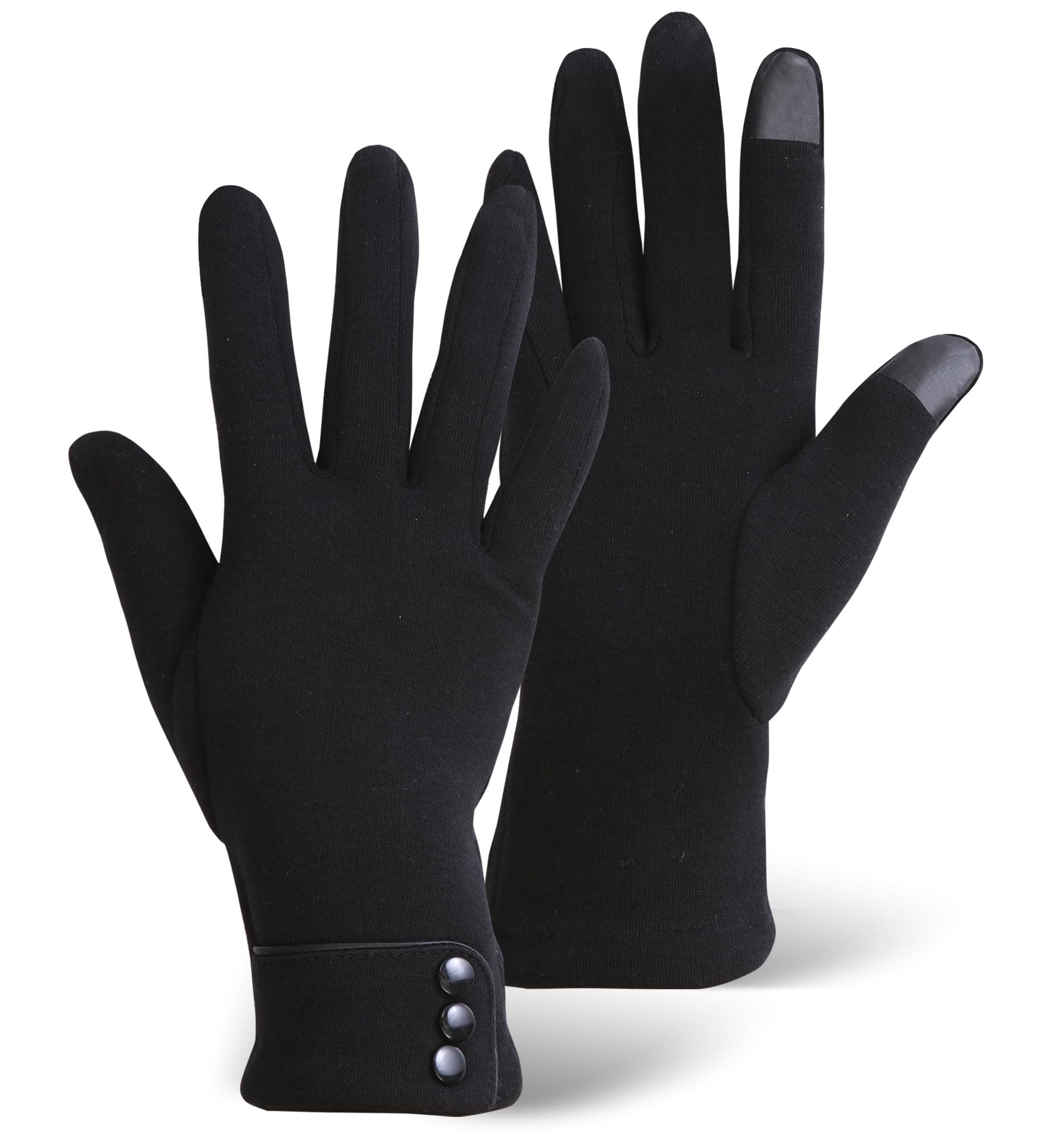 Brook + Bay Women's Cold Weather Gloves - Touchscreen Fleece Gloves for Texting, Black, OSFM
