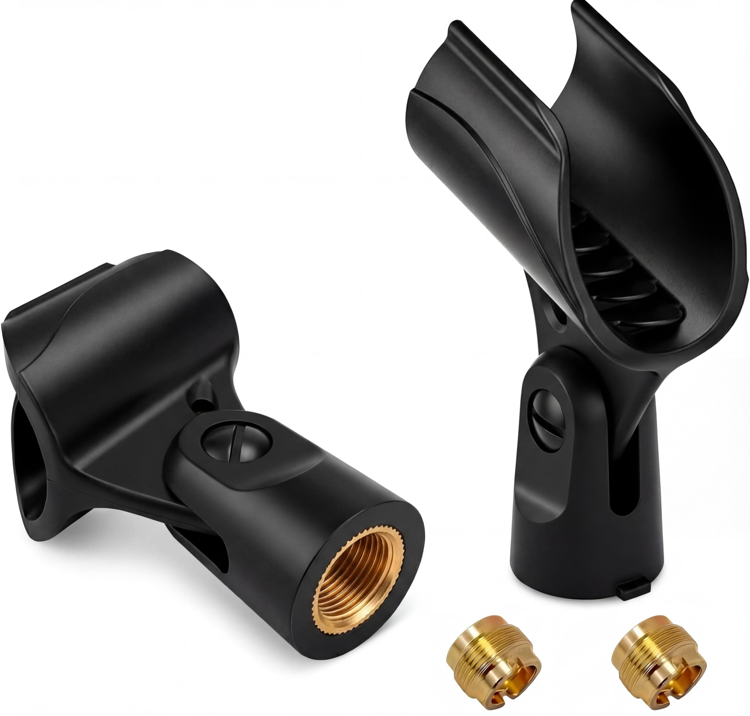 Mictop Universal Microphone Clip Holder, Comes with 5/8" Male to 3/8" Female Screw Adapter Suitable for Handheld Microphones, 2-Pack