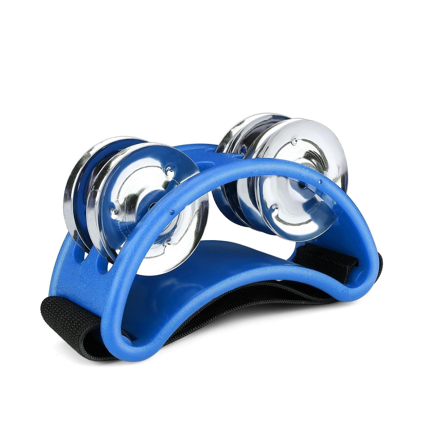 Flexzion Foot Tambourine Percussion with Double Row Steel Jingles - Foot Shaker Musical Instrument Drum
