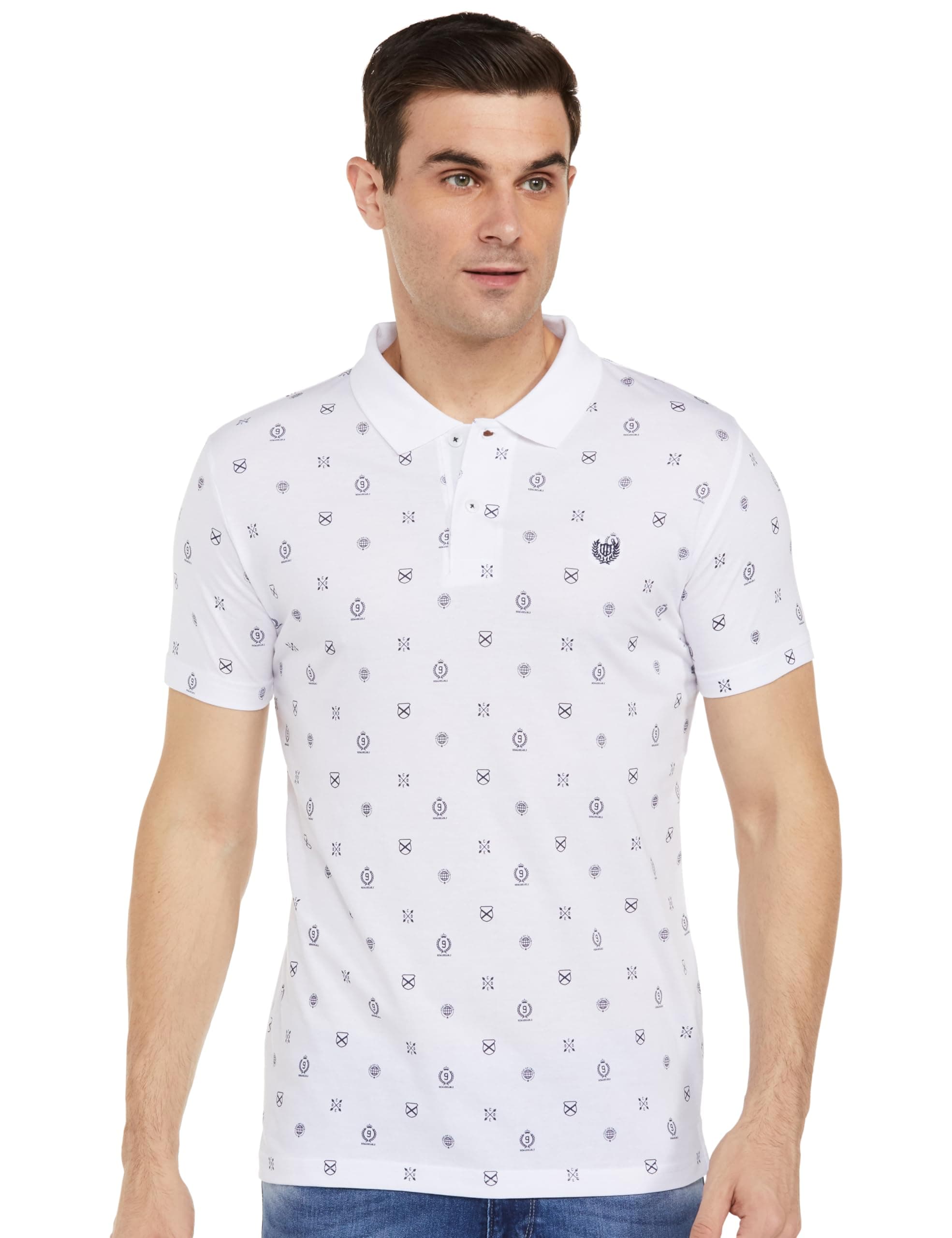 Duke Stardust Men Half Sleeve Cotton T-Shirt (ONSD59_White_L)