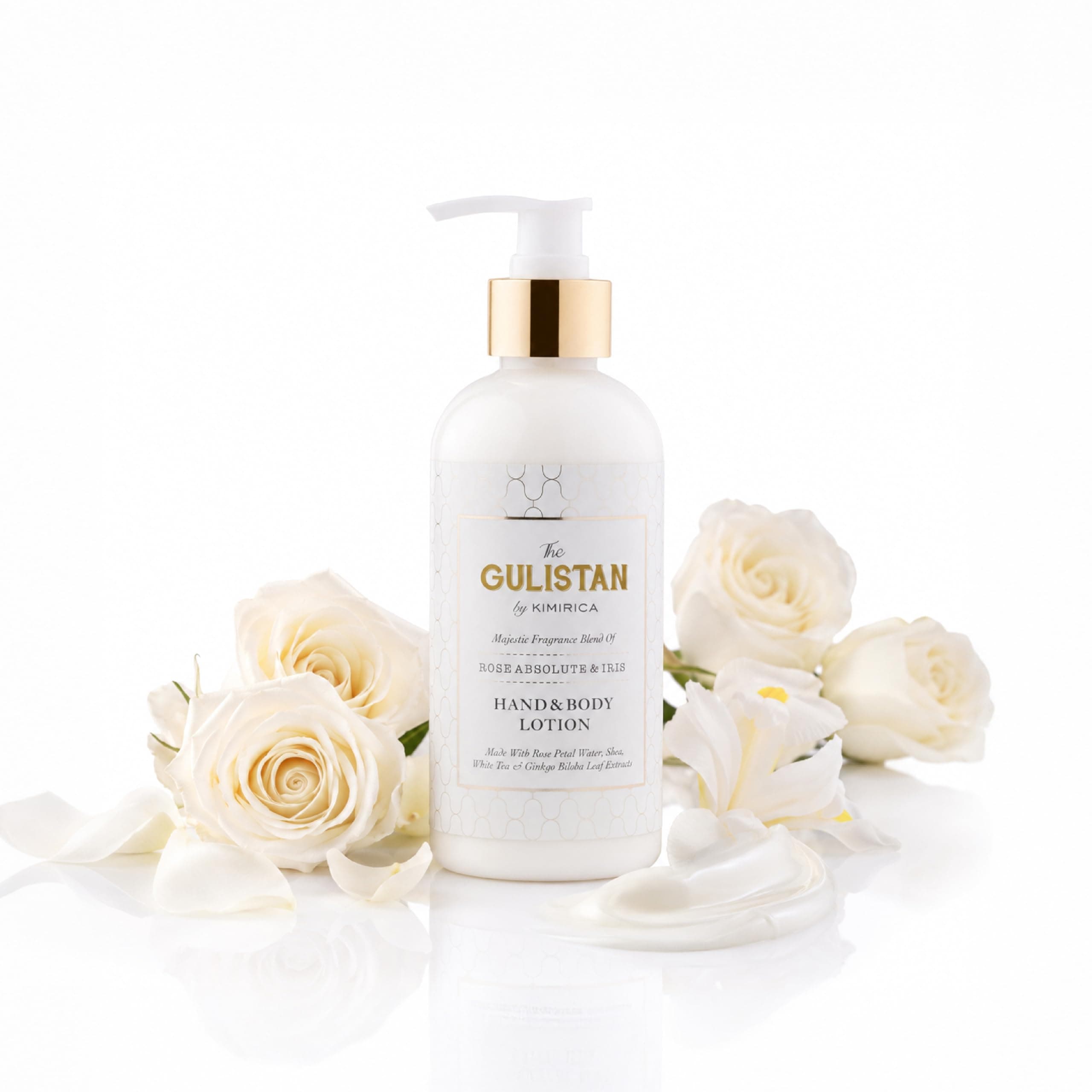 Kimirica The Gulistan Moisturizing Hand and Body Lotion | 100% Vegan and Paraben Free with Goodness of Rose Water for men & women | Shea, White Tea and Ginkgo Biloba | 100% Vegan 300ml