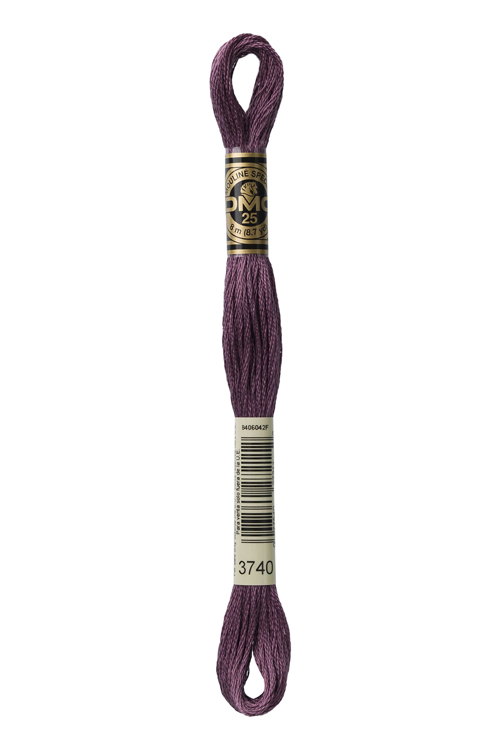 DMC 117-3740 Mouline Stranded Cotton Six Strand Embroidery Floss Thread, Dark Antique Violet, 8.7-Yard