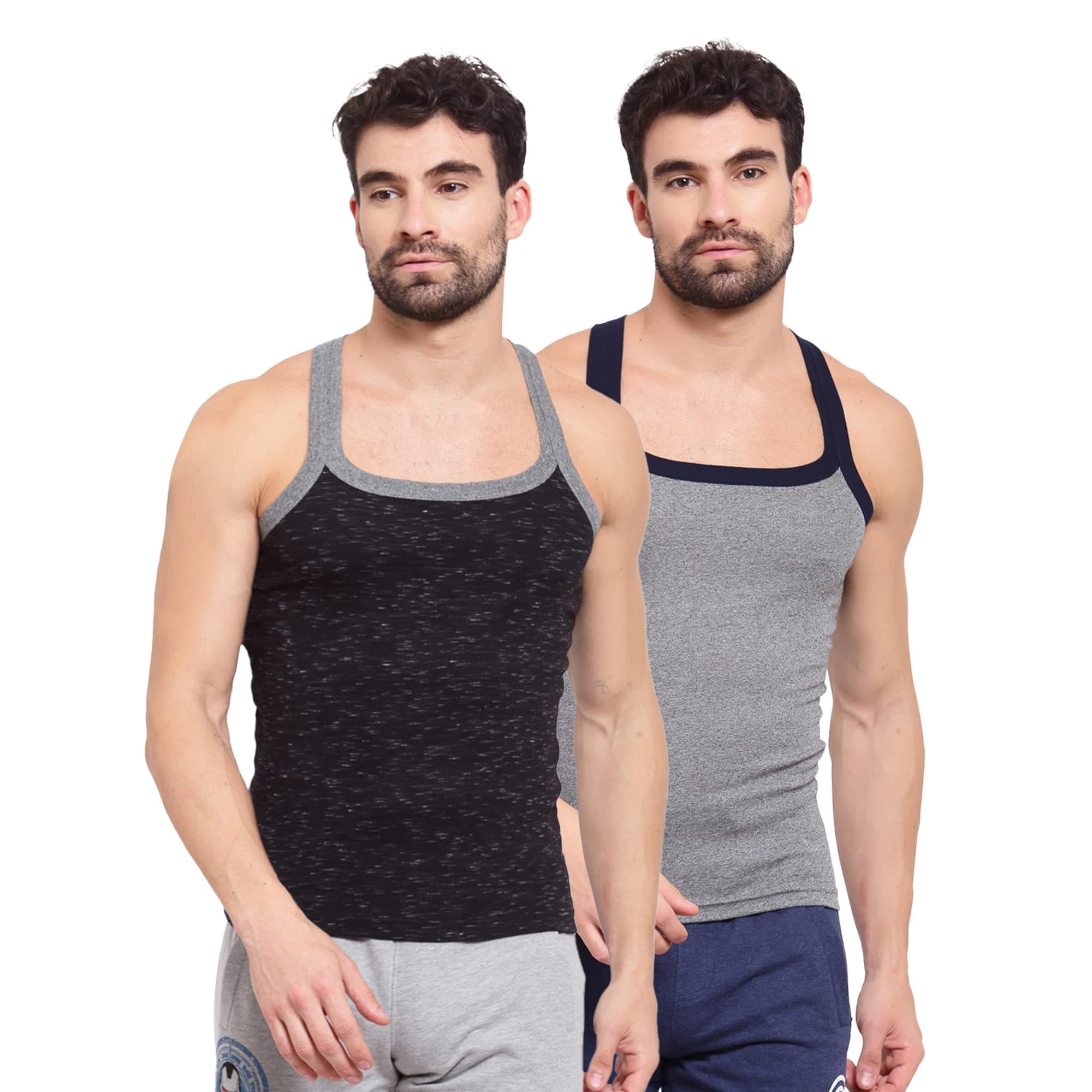 sporto Men's Round Neck Solid Vest, Premium Super Soft Cotton, Ultra Light (Combo Pack)