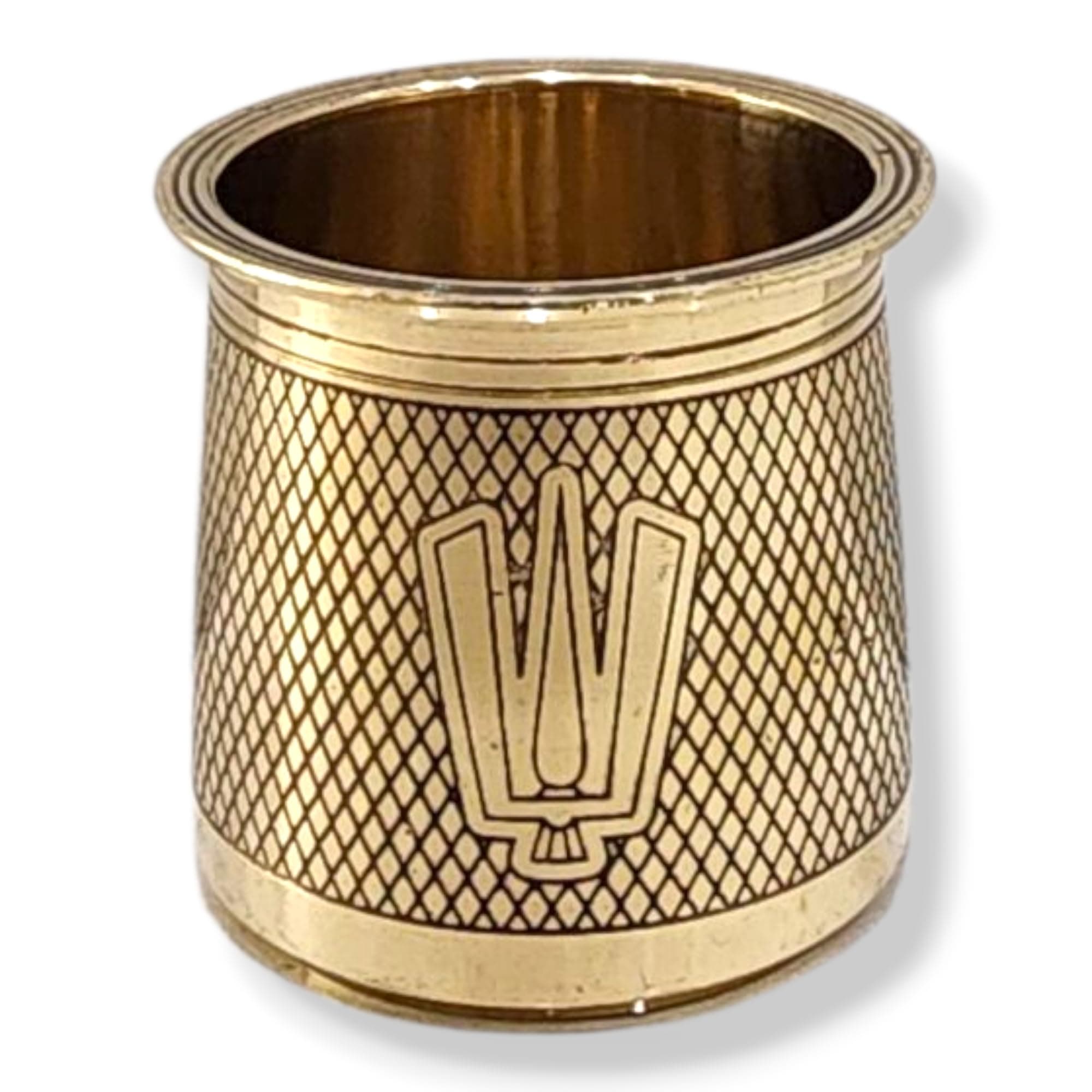YRK Exquisitely Crafted Brass Kubera Kuncham (or Brass Tumbler), Shanku Chakra Namam, a Beautiful Blend of Tradition and Artistry for Your Home or Sacred Space 2.5 Inch.