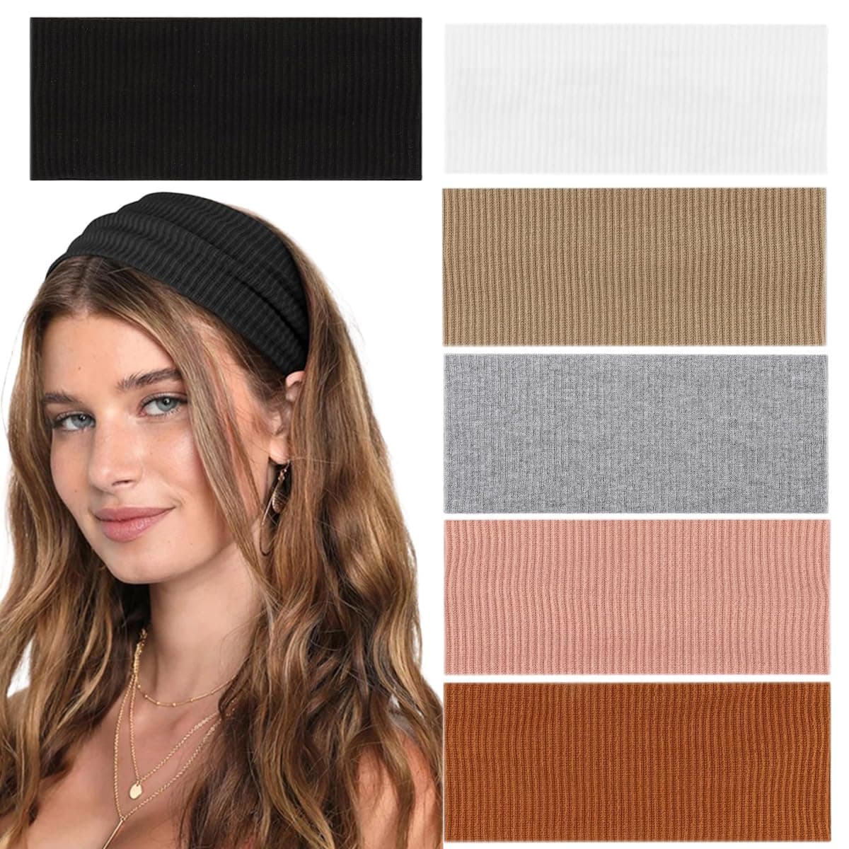 MAYCREATE Wide Headband for Women Stretchy Yoga Head Band Cotton Hair Bands for Teen Girls Sport, Makeup