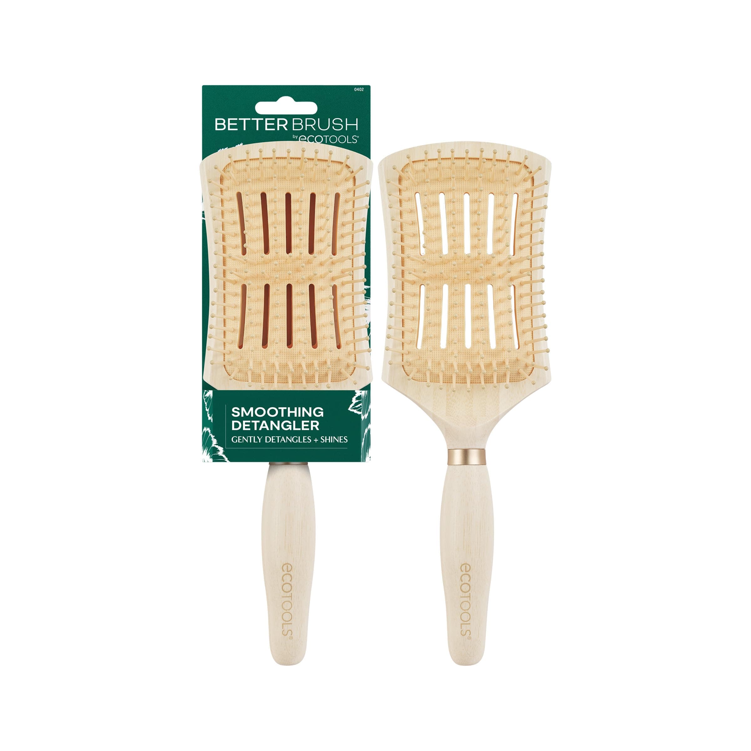 Eco Tools Smoothing Detangler Hairbrush - All Hair Types - Unisex Adult - Adults - Brown