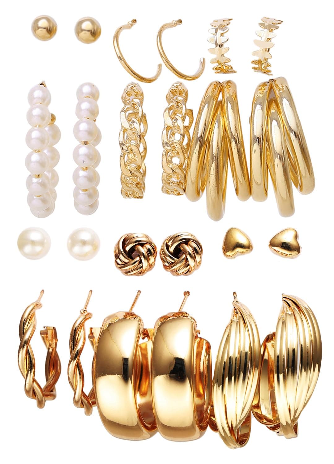 Shining Diva Fashion 12 Pairs Combo Earring Set Latest Stylish Western Earrings for Women and Girls (16142er)