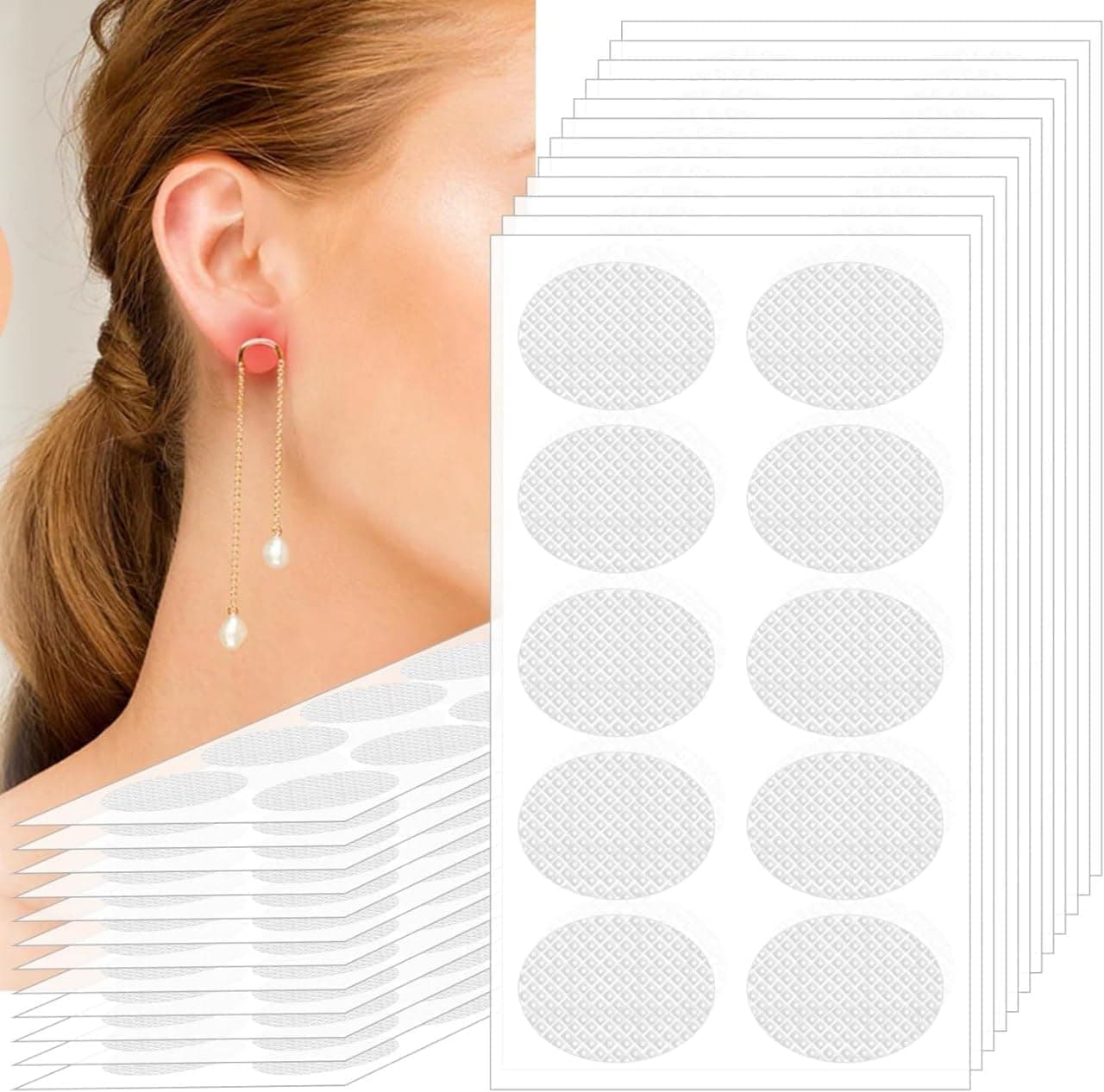 ETSAP (pack of 100) Ear Lobe Tape/Invisible Ear Lobe Support Patch for Pierced Ears - Eliminates the Look of Torn or Stretched Piercings - Protects Healthy Ear Lobes from Tearing