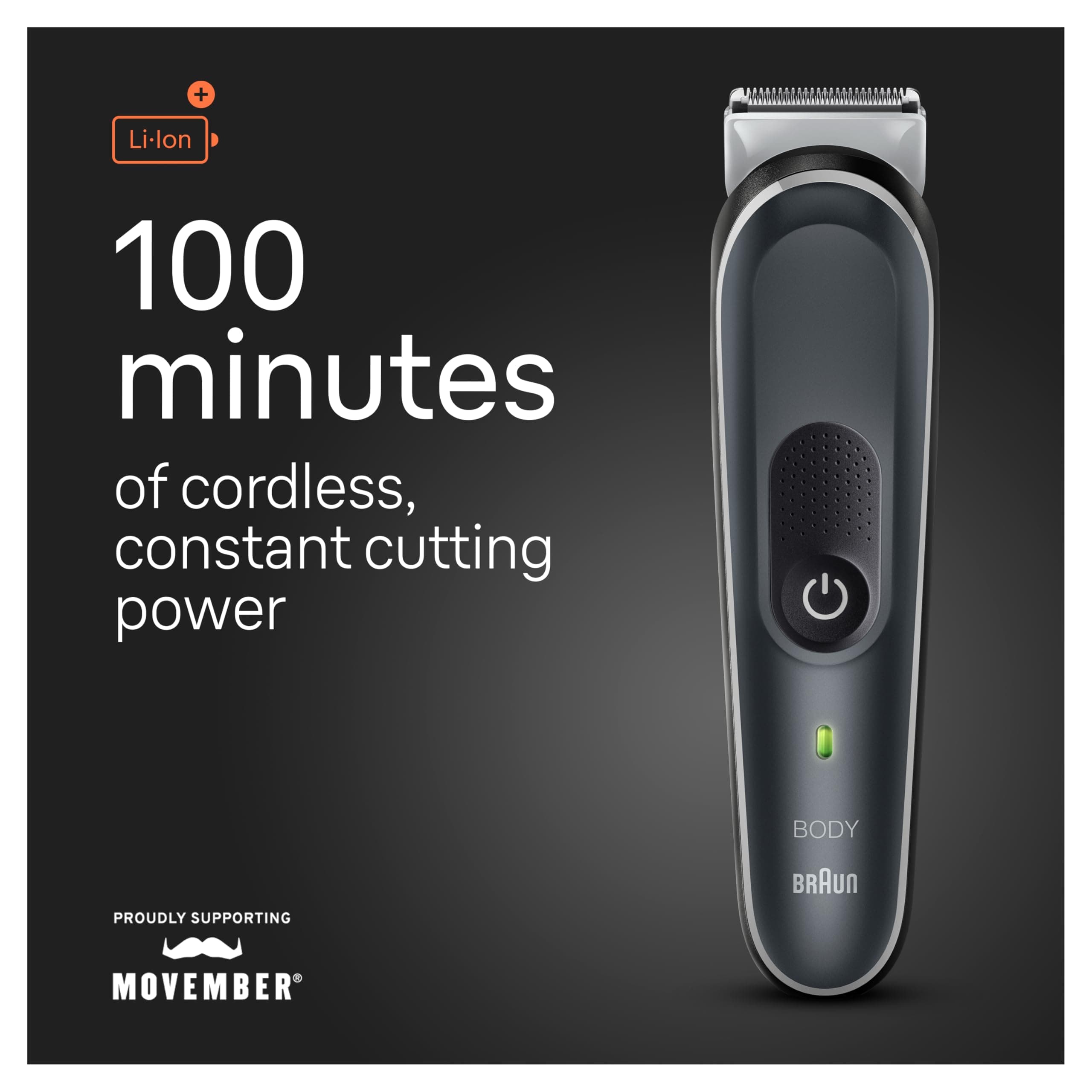 Braun Body Groomer 5 for Men, BG5340, Manscaping Tool, SkinShield Technology, Sensitive Comb, Lifetime Sharp Metal Blade, Body Groomer for Men, Gray/White