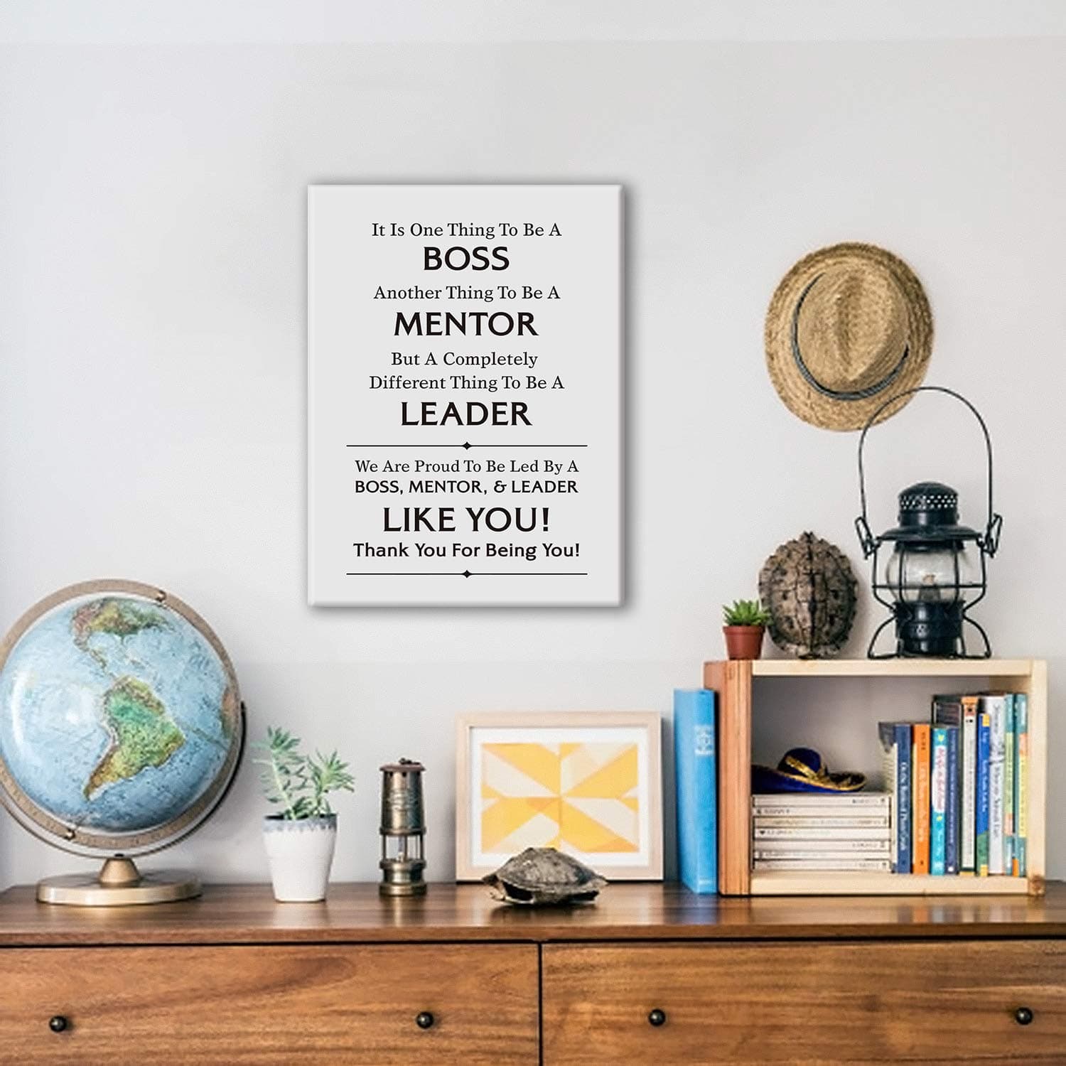 Hijie Thank You Boss Gift Canvas Wall Art -It is One Thing to Be A Boss Sign - Boss Appreciation Canvas Wall Art Gifts - Easel & Hanging Hook 11.5x15 Inch