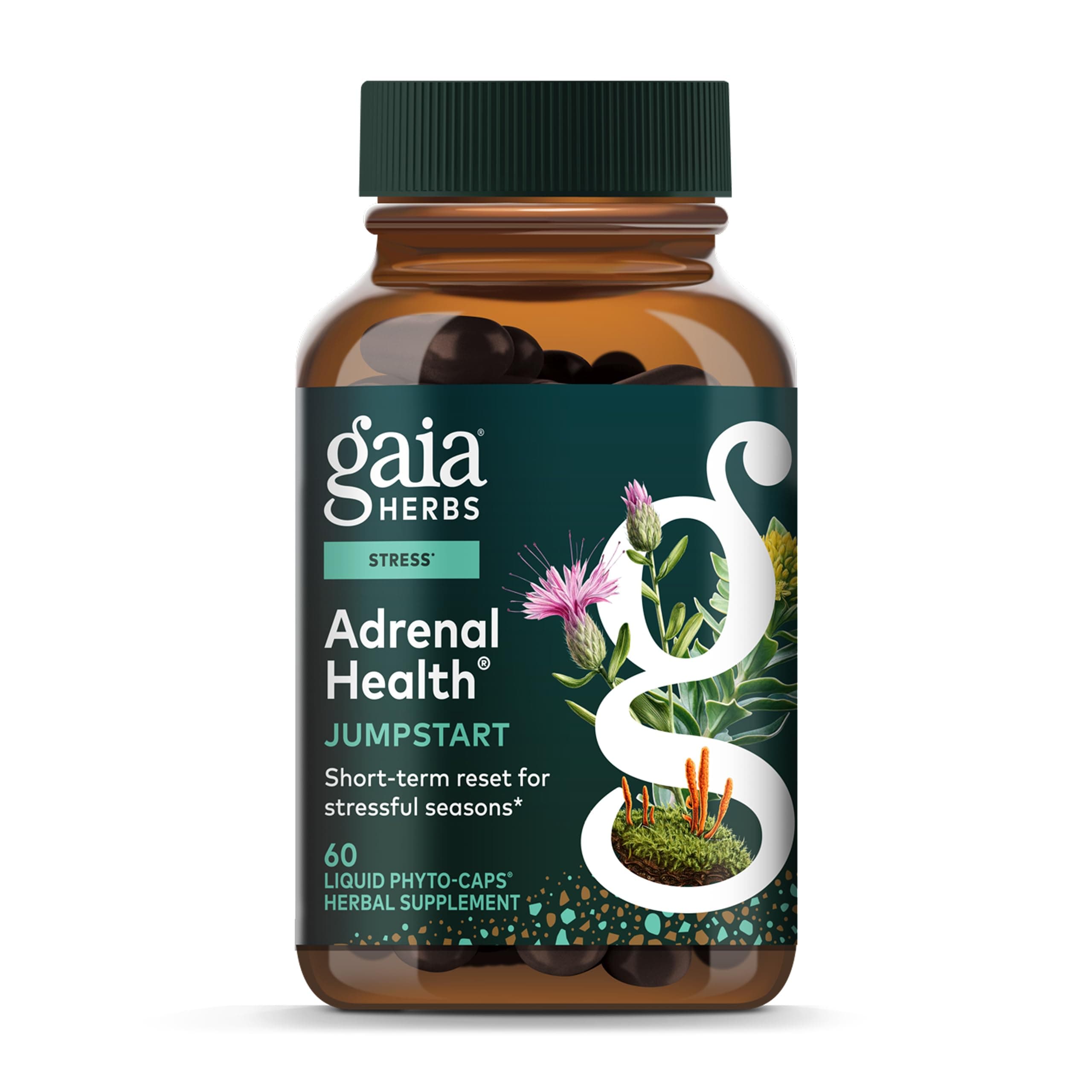 Gaia Herbs, Adrenal Health, Jump Start, 60 Vegan Liquid Phyto-Caps GAI-14940