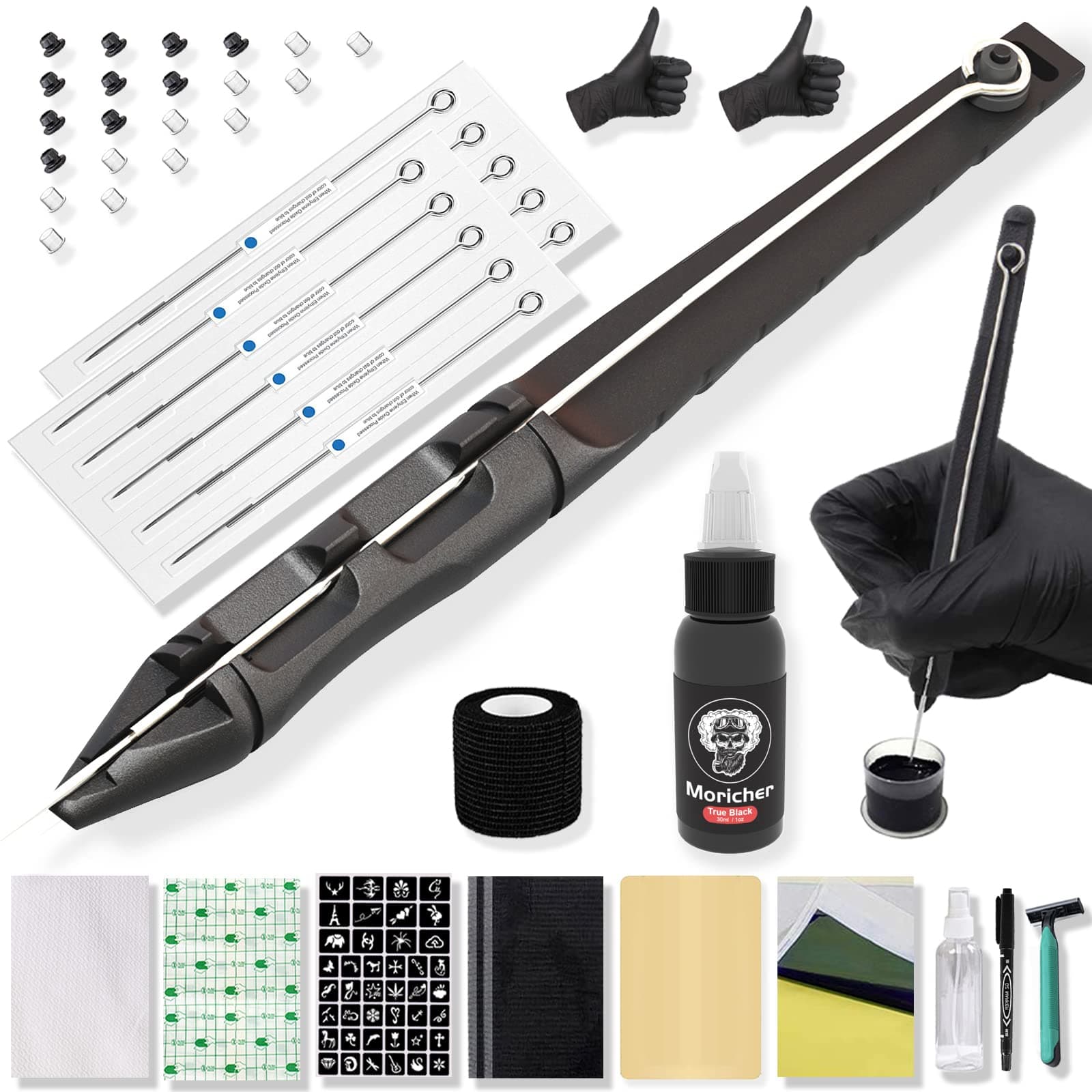 Stick and Hand Poke Tattoo Kit - Moricher DIY Tattoo Tool Kits with Tattoo Needles Accessories for Tattoo Makeup Supplies