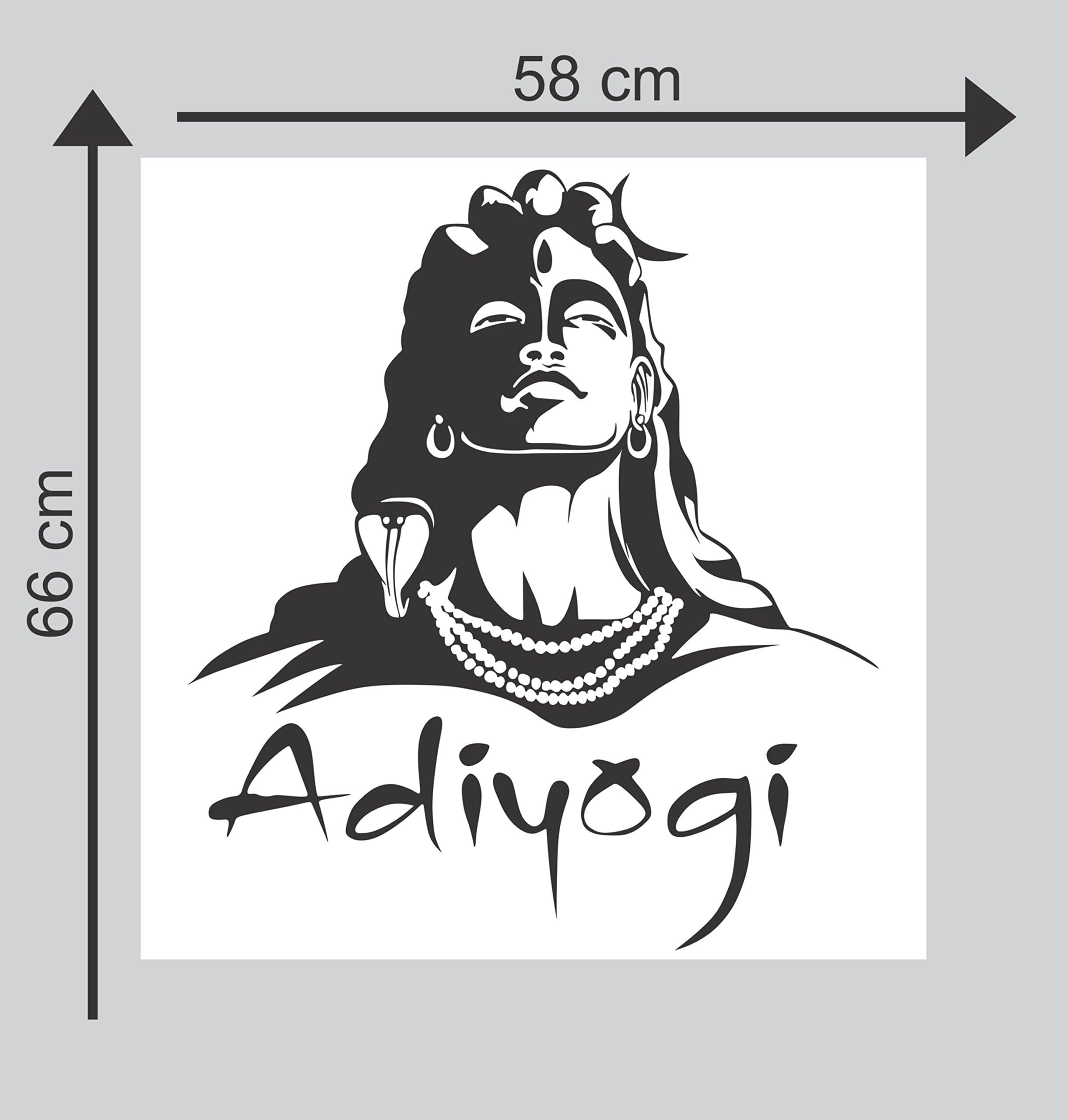 Sticker Studio PVC Vinyl Adiyogi Shiva Big Size 3D Wall Sticker Decal for Wall Living Room Hall, Size: 58 CM X 63 CM, Black, Pack of 1