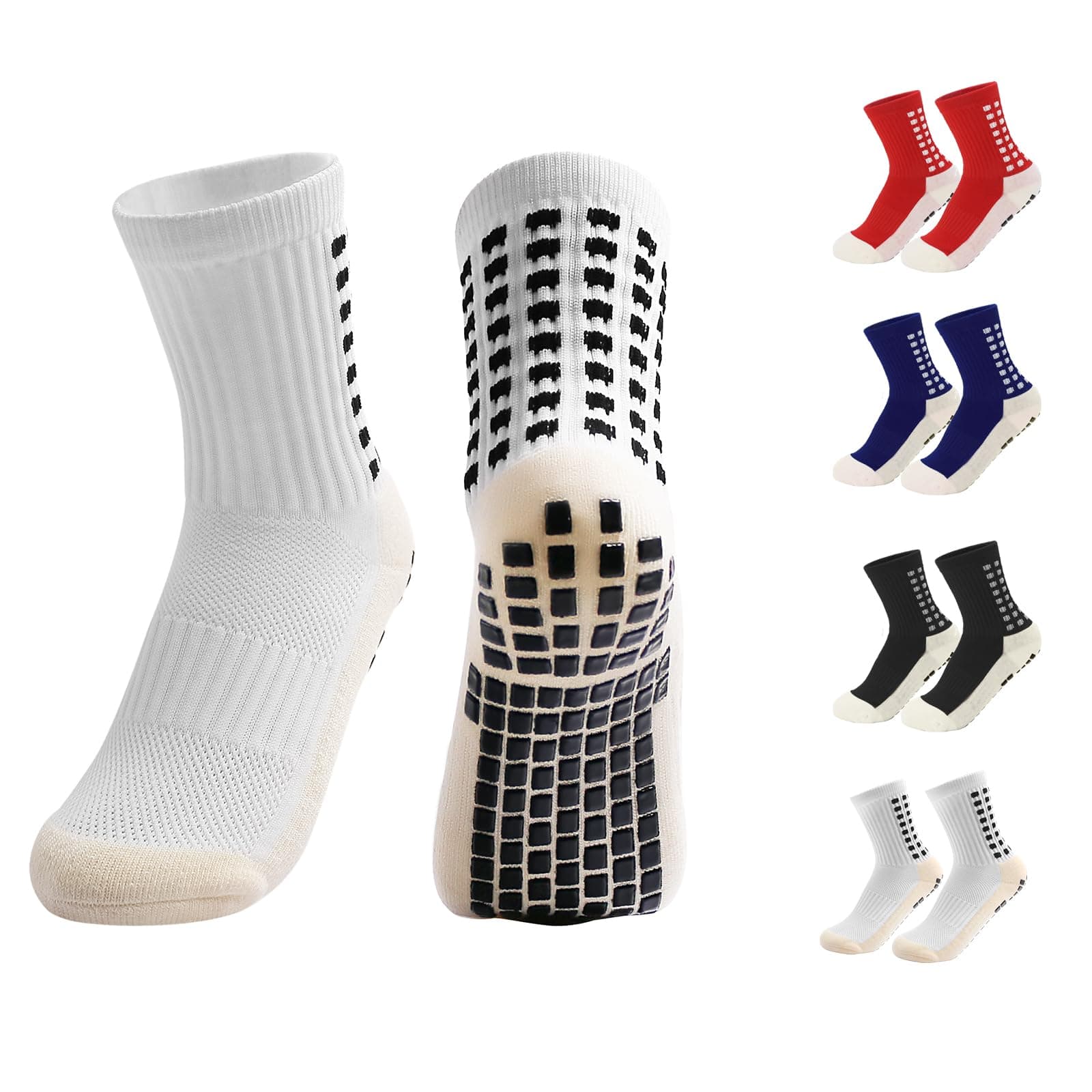 Yufree 4 Pairs Youth Grip Soccer Socks Grip Socks Kids Boys Girls Athletic Sport for Baseball Football Basketball