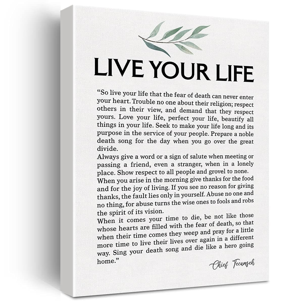 Live Your Life Quote Canvas Wall Art Motivational Canvas Print Positive Canvas Painting Office Home Wall Decor Framed Gift 12x15 Inch