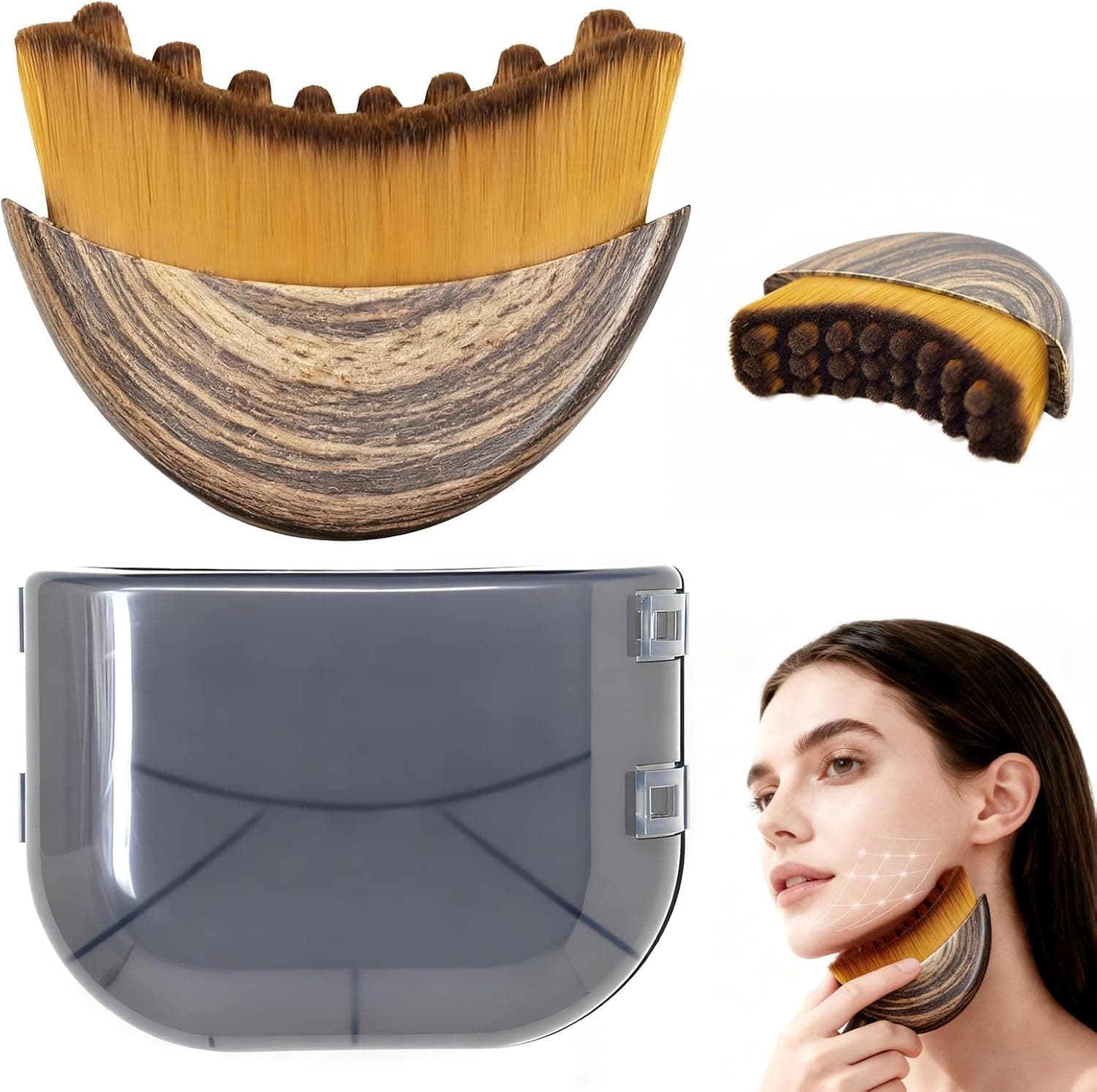 ETSAP Lymphatic Contour Face Brush, Manual Lymphatic Drainage Massager, Natural Makeup Brushes with Durable Soft Bristles, Hypoallergenic Ergonomic Facial Cleansing Brush for Sculpting