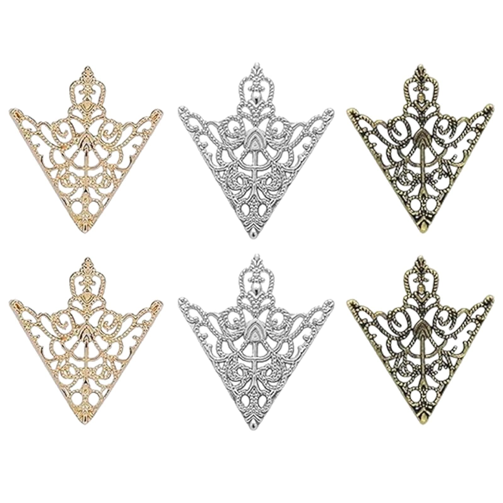 Collar Pin for Men Shirt, Vintage Triangle Brooch Set of 6 Pieces, Gold Silver and Bronze Finish, Elegant Accessory for Formal Wear and Business Attire, Unique Gift for Fashion-Conscious Adults