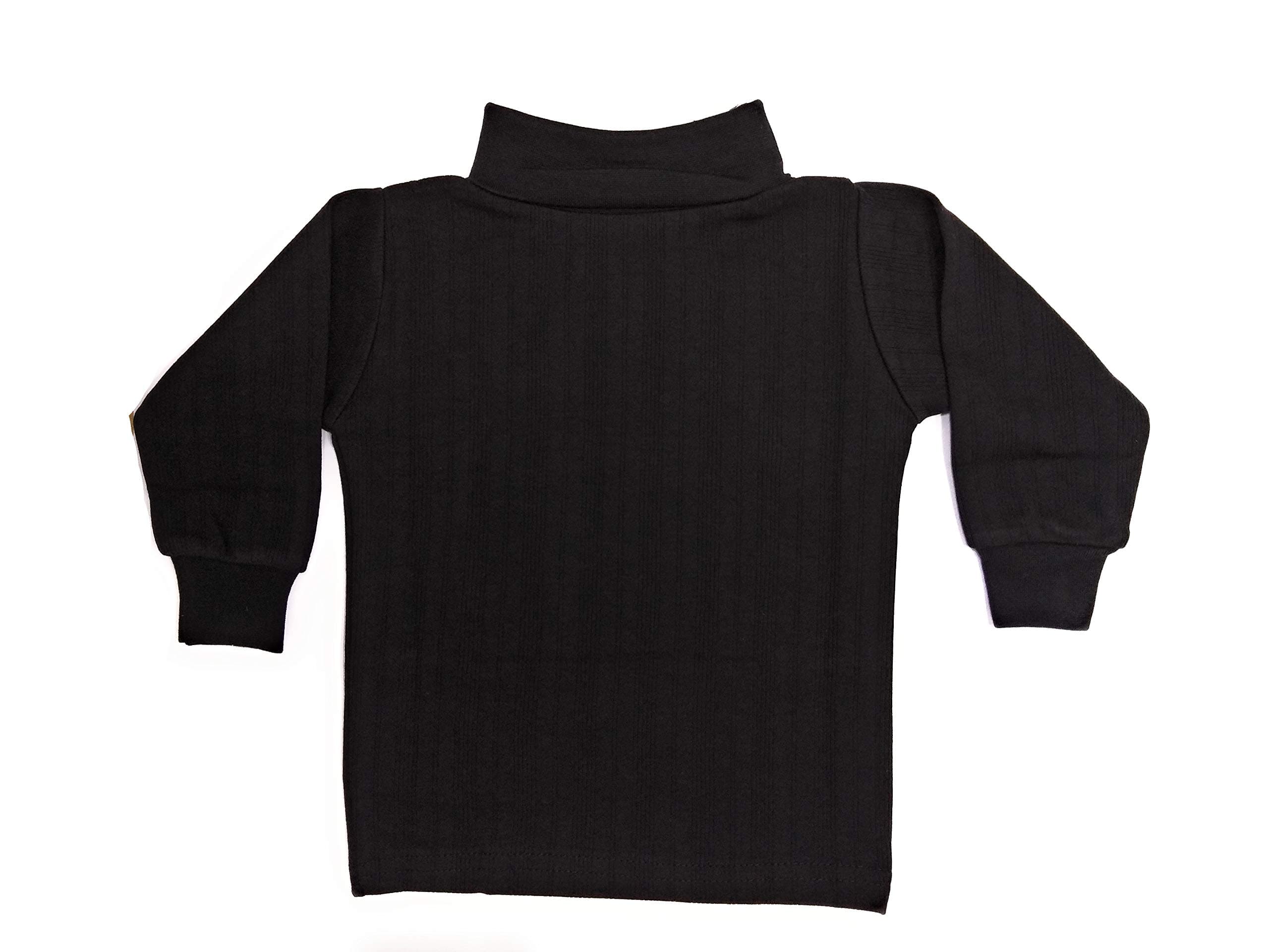 Tangy Cotton Blend Kids Baby Boys and Baby Girls Full Sleeves Turtle High Neck Regular Fit T-Shirt Black Skiwi in Plain Solid Color (Black, 3-6 Months)