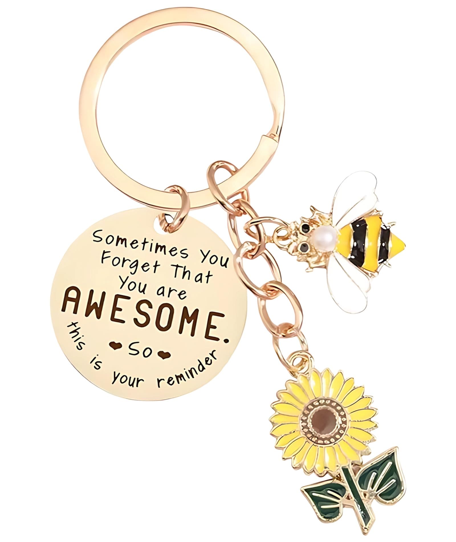 Key Chain, Sunflower Key Chains for Women, Aesthetic Keychains for Handbags, Motivational Key Ring for Women, Durable Stainless Steel Key Chain for Daily Use