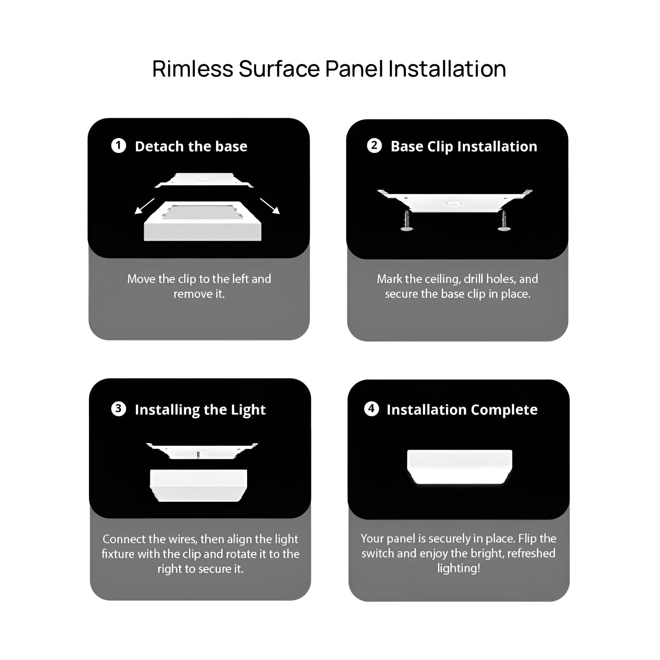 wipro Garnet 24W Rimless Square Led Surface Panel | Warm White Light (2700K)