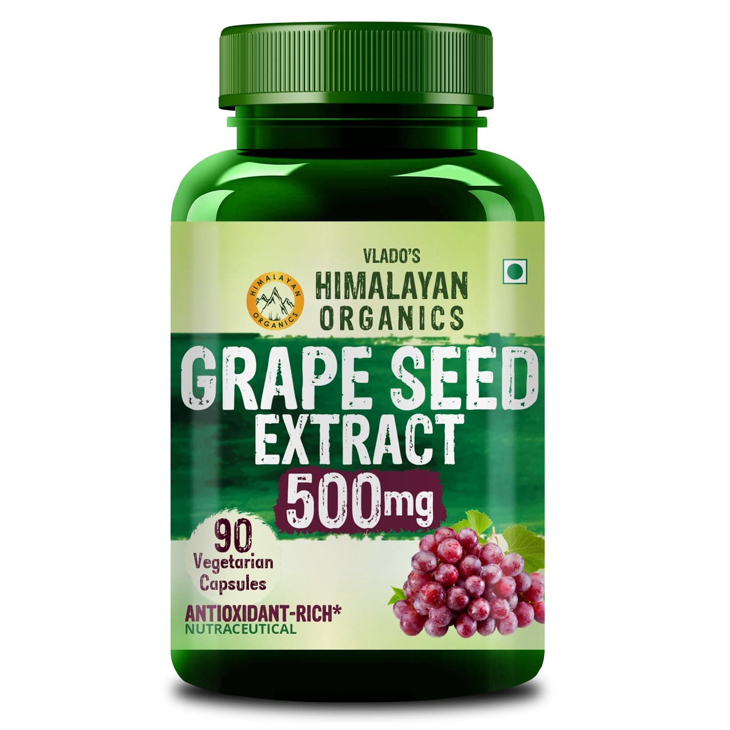 Vlado’s Himalayan Organics Grape Seed Extract 500Mg Antioxidant Supplement | Healthy Cholesterol Level | Boost Immunity | Promote Healthy Hair And Skin - 90 Veg Capsules