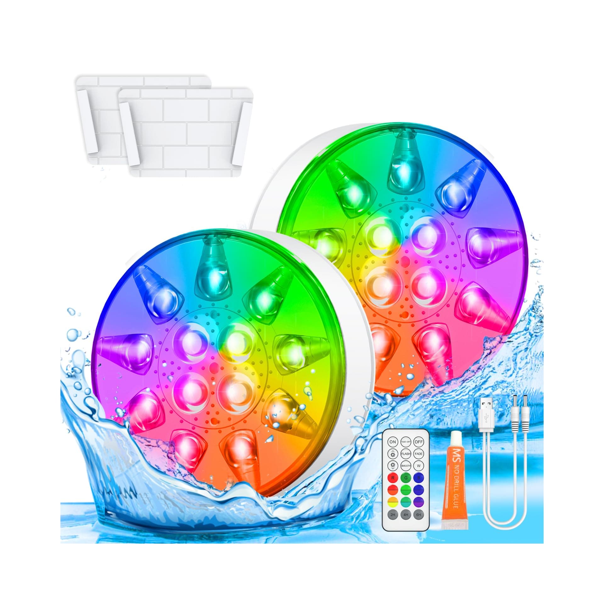 CRISLEX Pool Lights for Above Ground Inground Pool, Underwater Rechargeable Submersible LED Lights with Remote, IP68 Waterproof, for Hot Tub, Shower, Vase, Fountain,