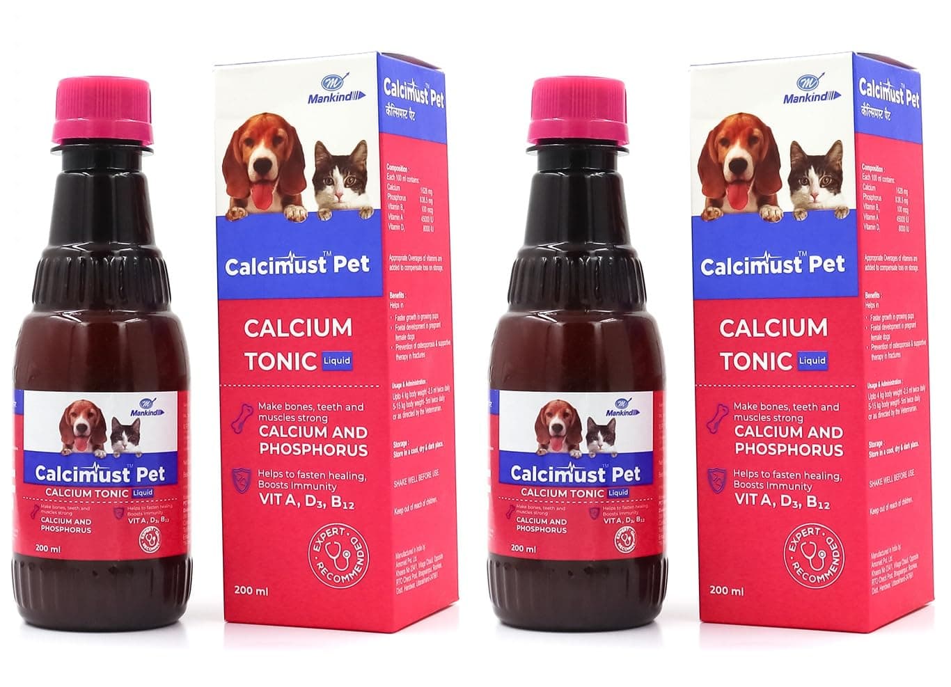 Calcimust Syrup Calcium Supplement for Dogs and Cats,200ml (Pack of 2)